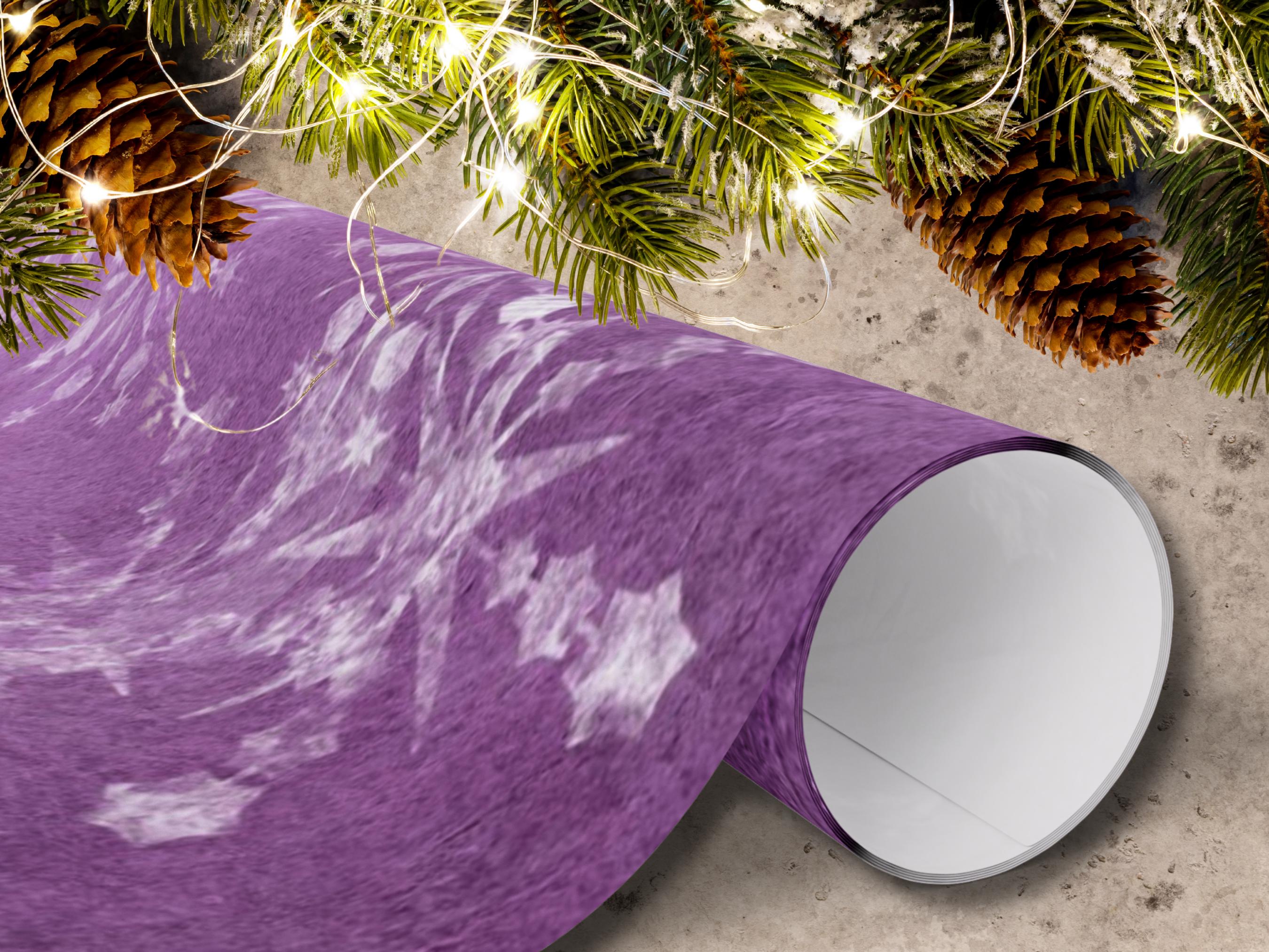 Whimsical Purple Snowflake Wrapping Paper, Holiday Gift Wrap, Seasonal Packaging, Winter Celebration Decor, Birthday, Christmas Wrap