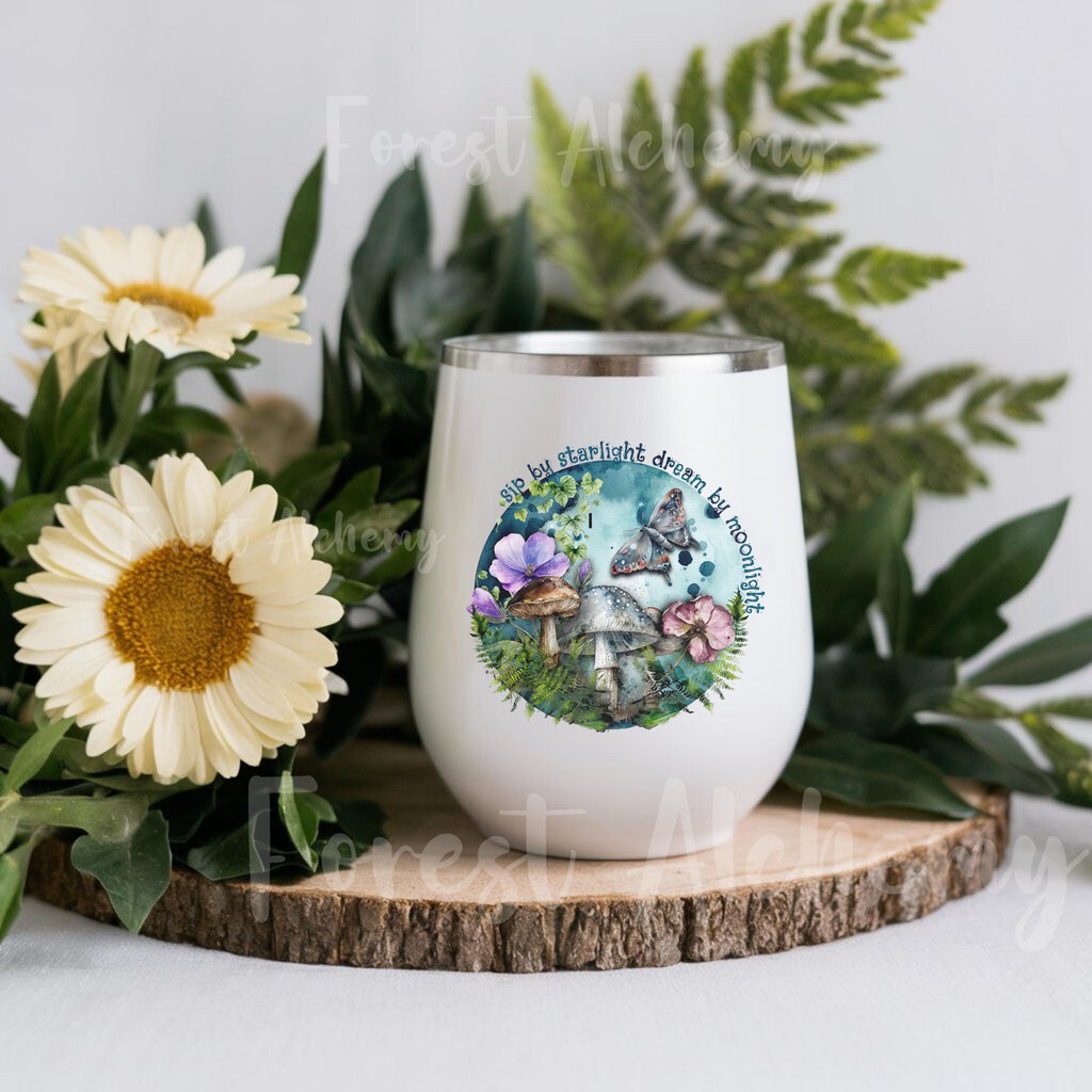 Mushroom Forest Wine Tote and Tumbler Set: Woodland Enthusiast Gift
