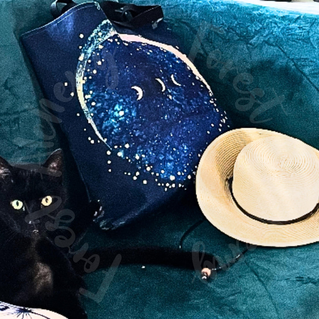 Celestial Lunar Tote Bag: Starry Galaxy Shoulder Bag