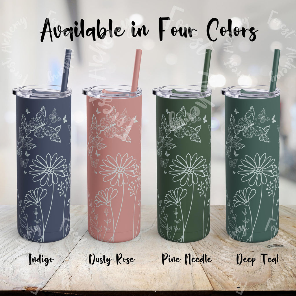 Floral Matte Skinny Tumbler: Eco-Friendly 20 oz Travel Cup