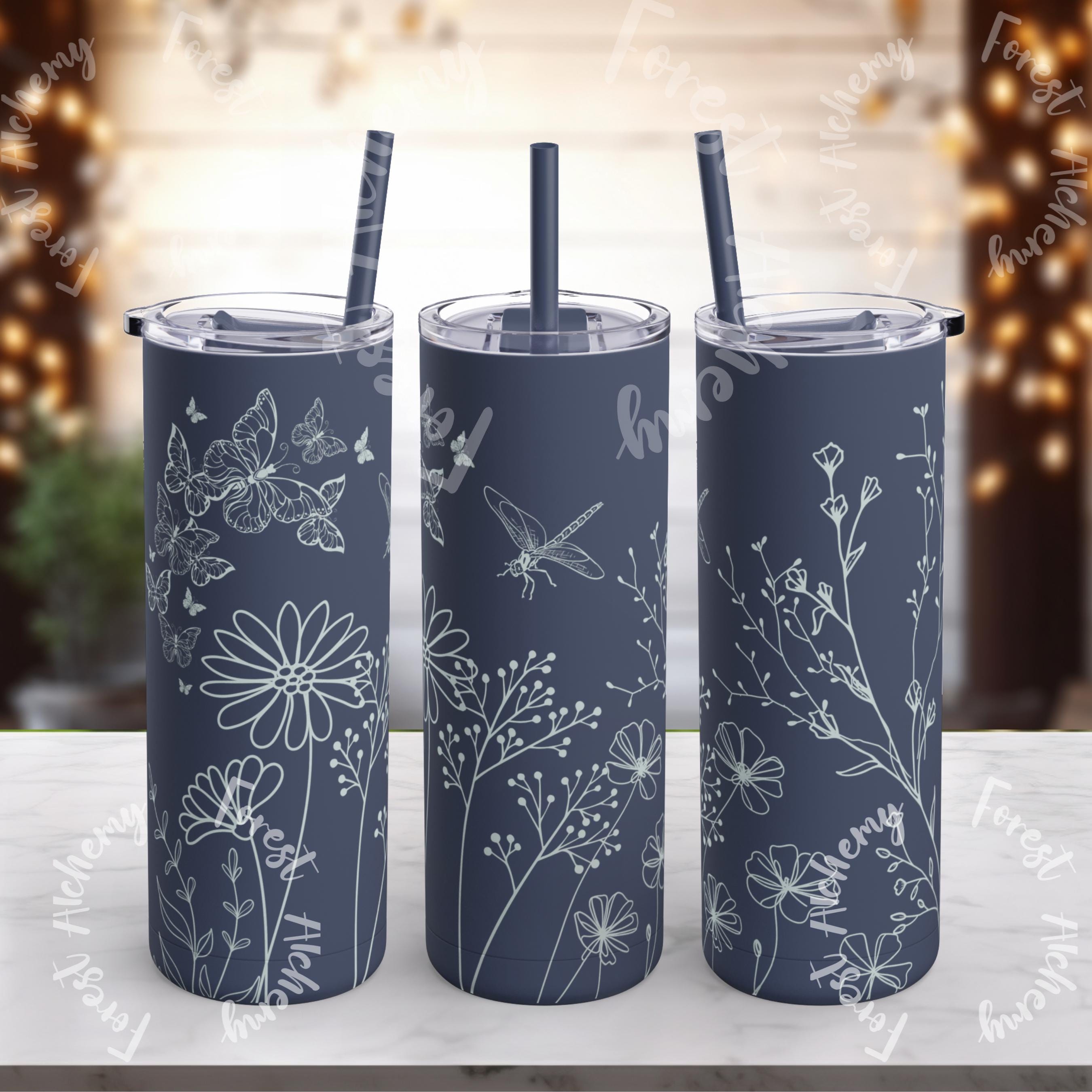 Floral Matte Skinny Tumbler: Eco-Friendly 20 oz Travel Cup