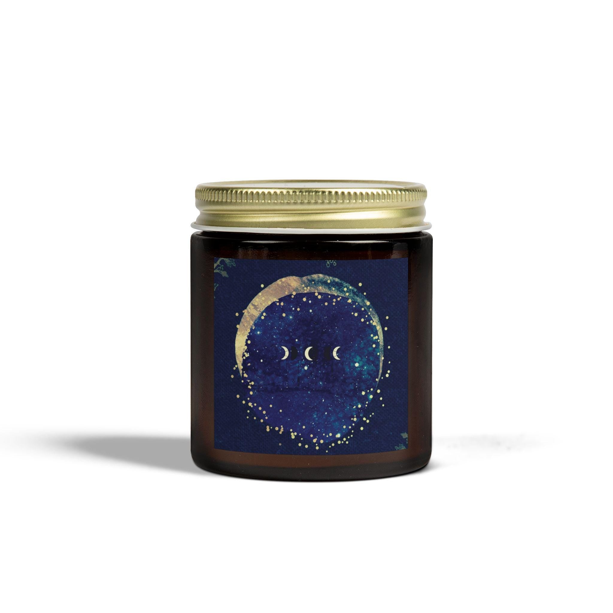 Moon Phase Scented Candle: Coconut Apricot Wax, Aromatherapy Meditation
