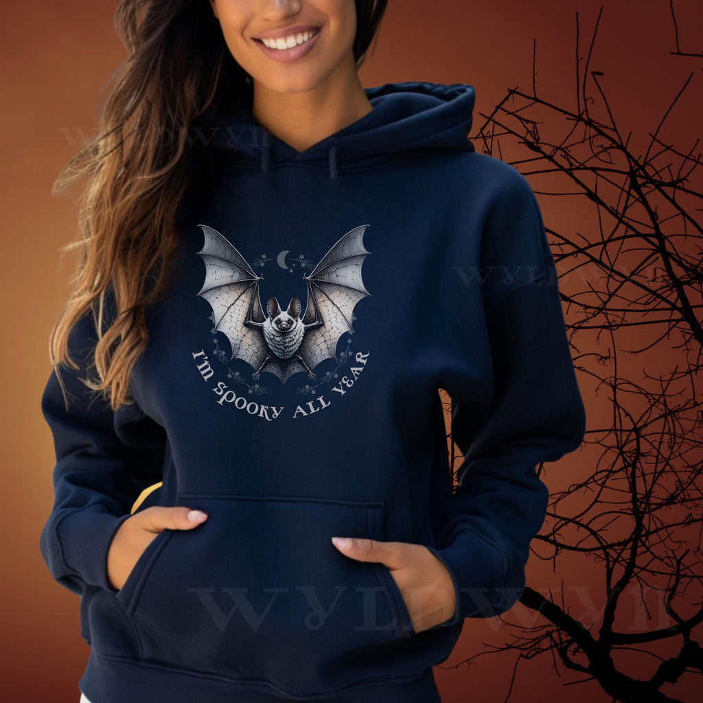 Spooky All Year Bat Hoodie – Cute Halloween Hoodie with Cozy Fit, Sustainable & Socially Conscious