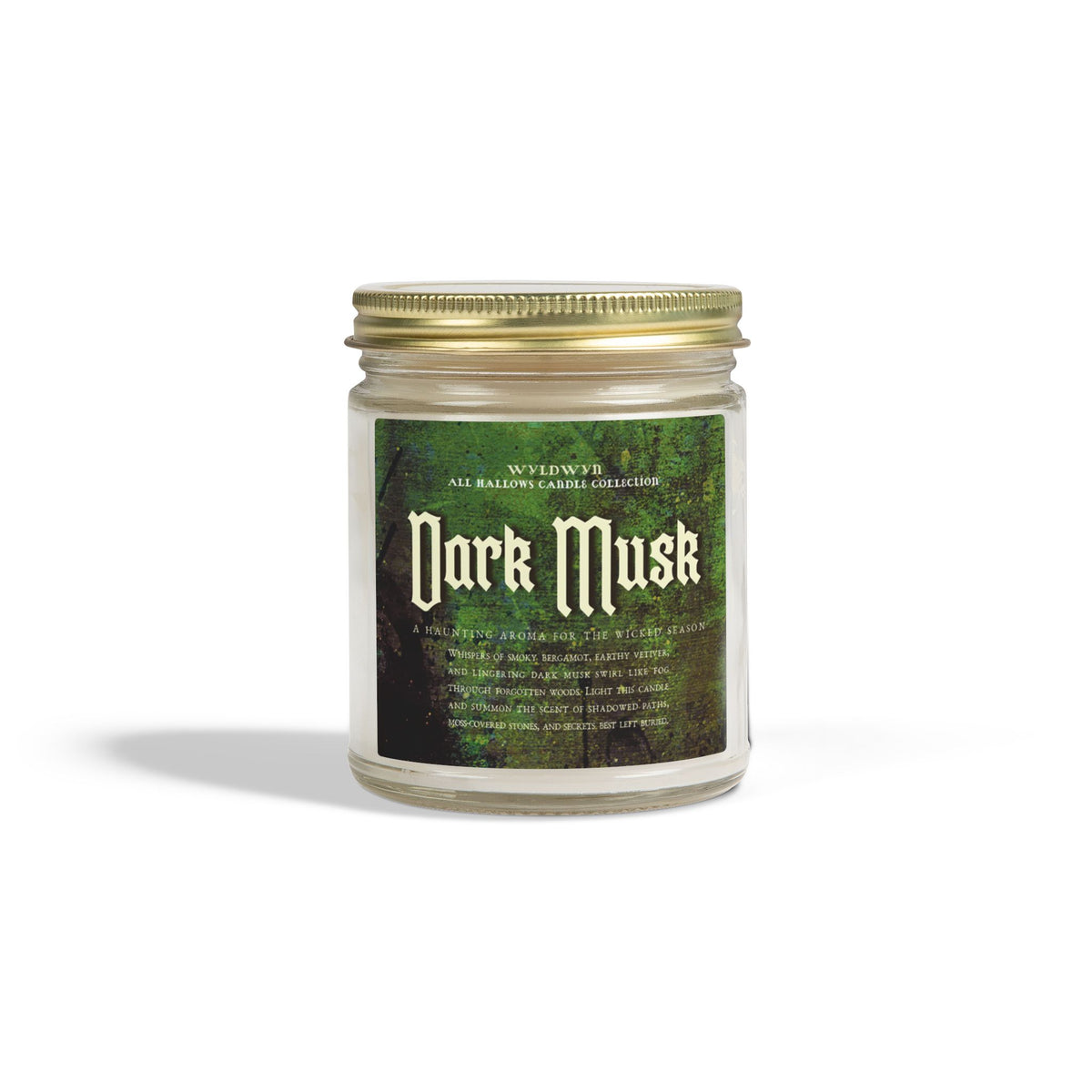 Scented Candle: Dark Musk, part of the All Hallows Candle Collection, 9 oz Coconut Apricot Wax