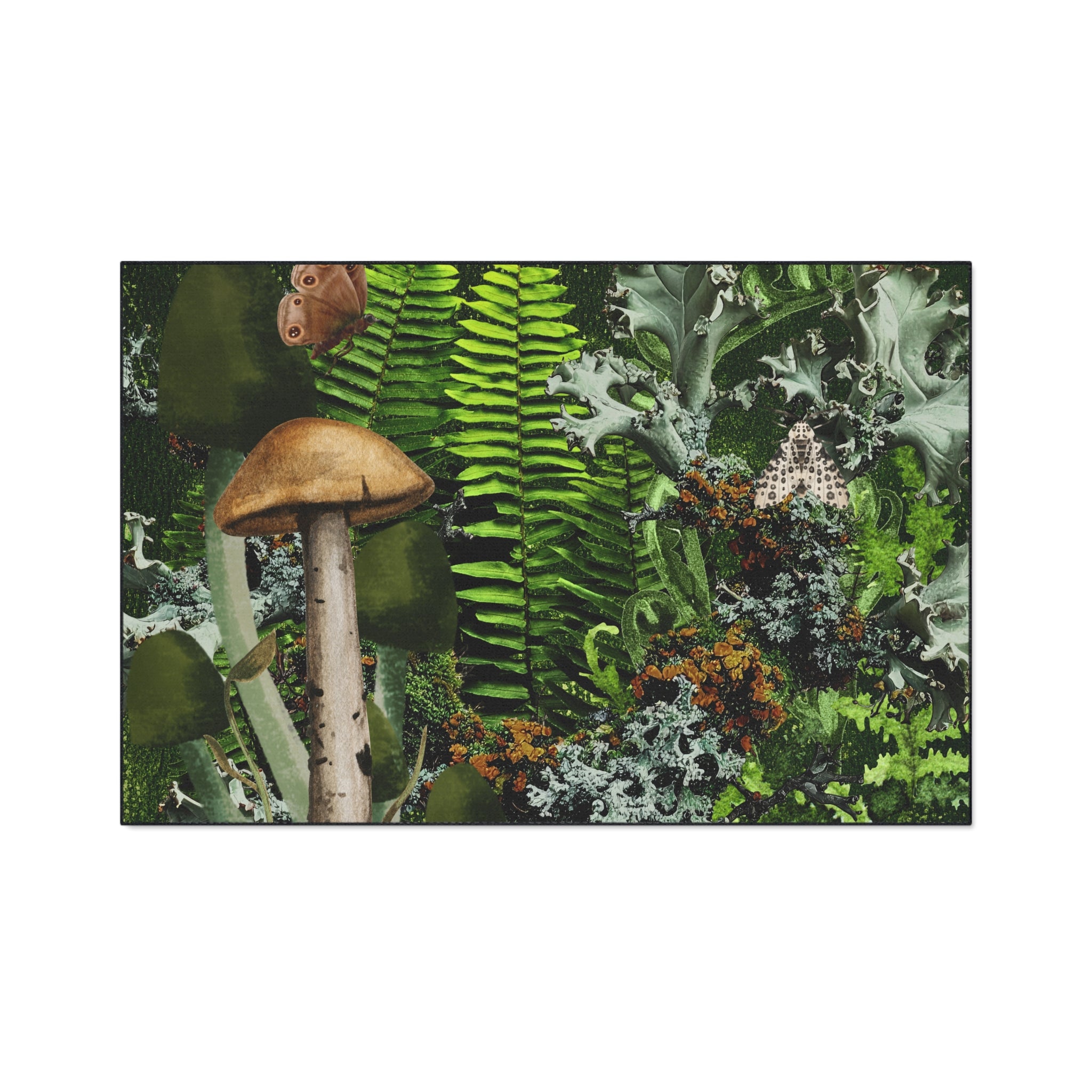 Mushroom Forest Floor Mat | Ferns Moss Lichen Nature Doormat