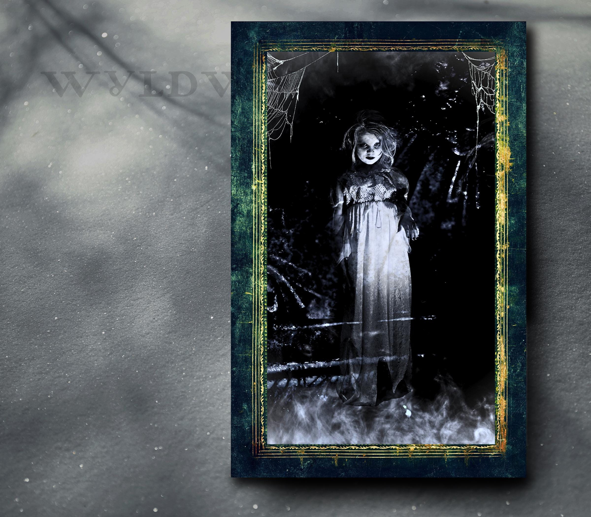 Haunted Doll Art Print: Eerie Gothic Halloween Decor