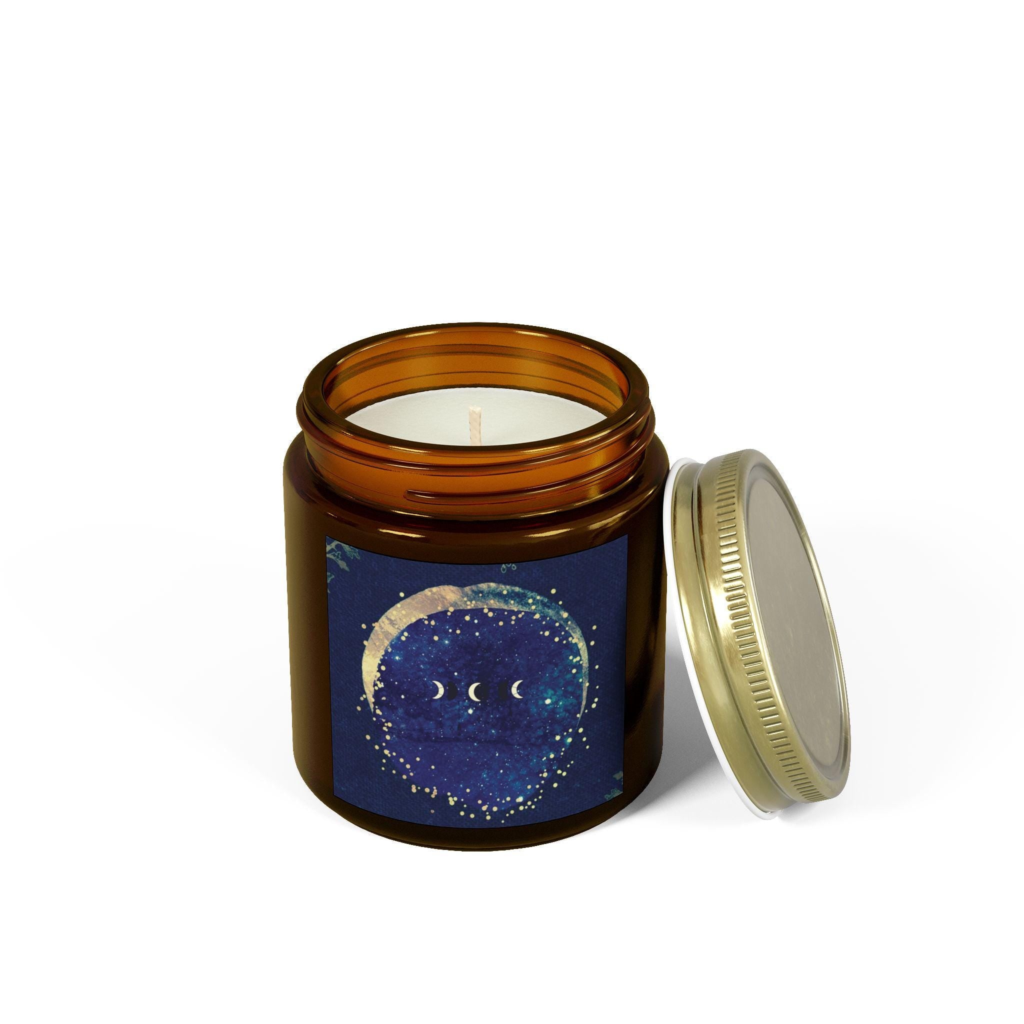 Moon Phase Scented Candle: Coconut Apricot Wax, Aromatherapy Meditation