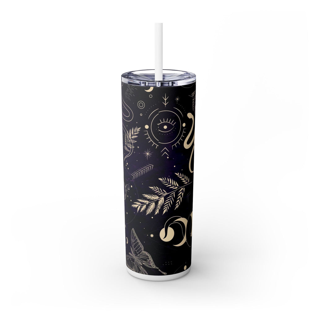 Boho Butterfly Skinny Tumbler with Straw, 20oz, Vintage Inspired Drinkware, Eco-Friendly Gift, Travel Mug, Unique Beverage Holder, Yoga