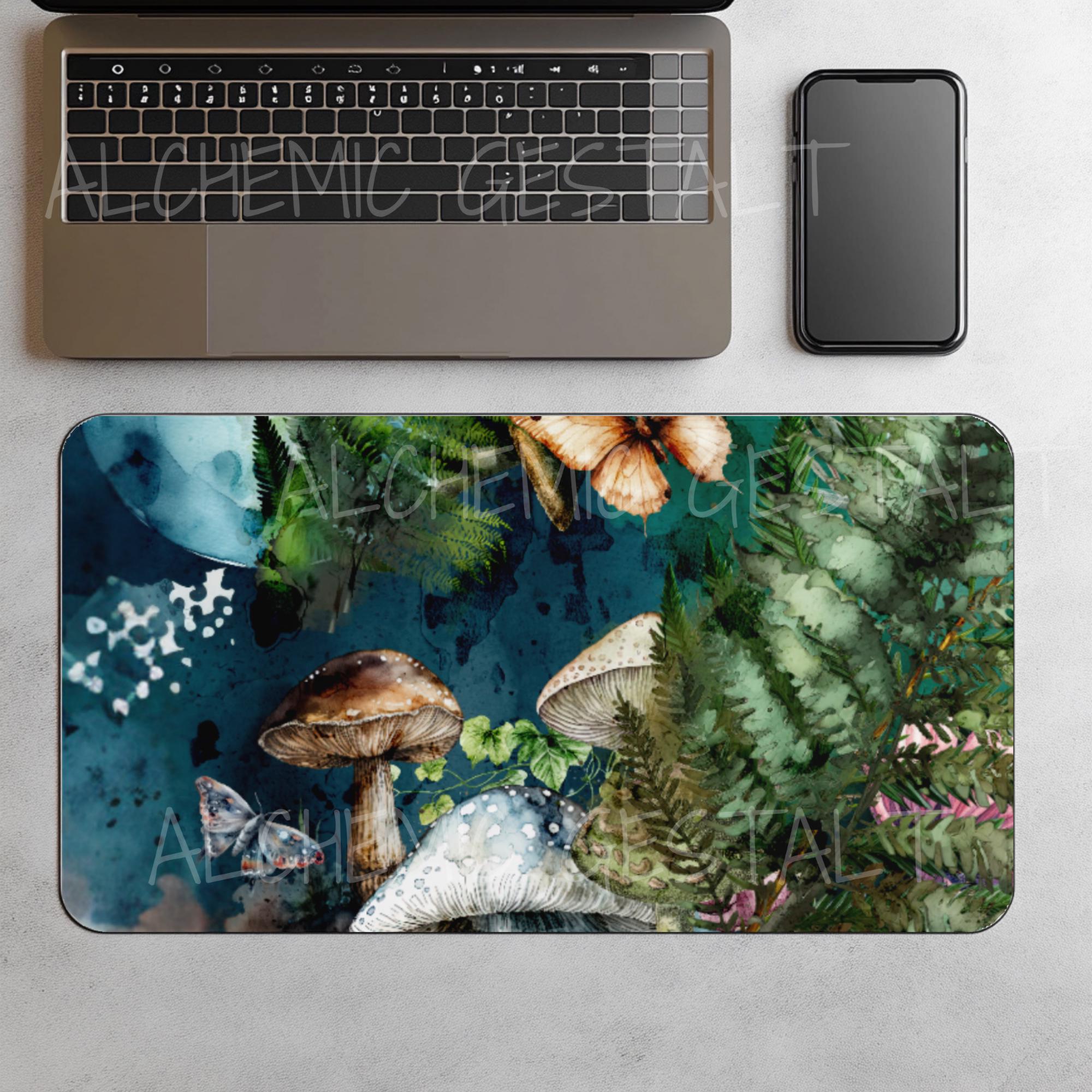 Enchanted Forest Desk Mat: Botanical Mouse Pad, Nature Workspace Art