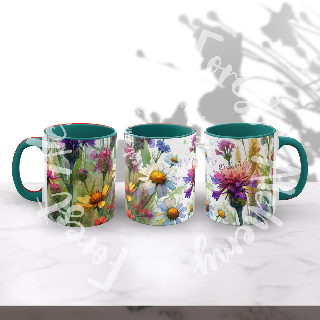 Wildflower Ceramic Mug: Vibrant Floral Design, Gardener Gift