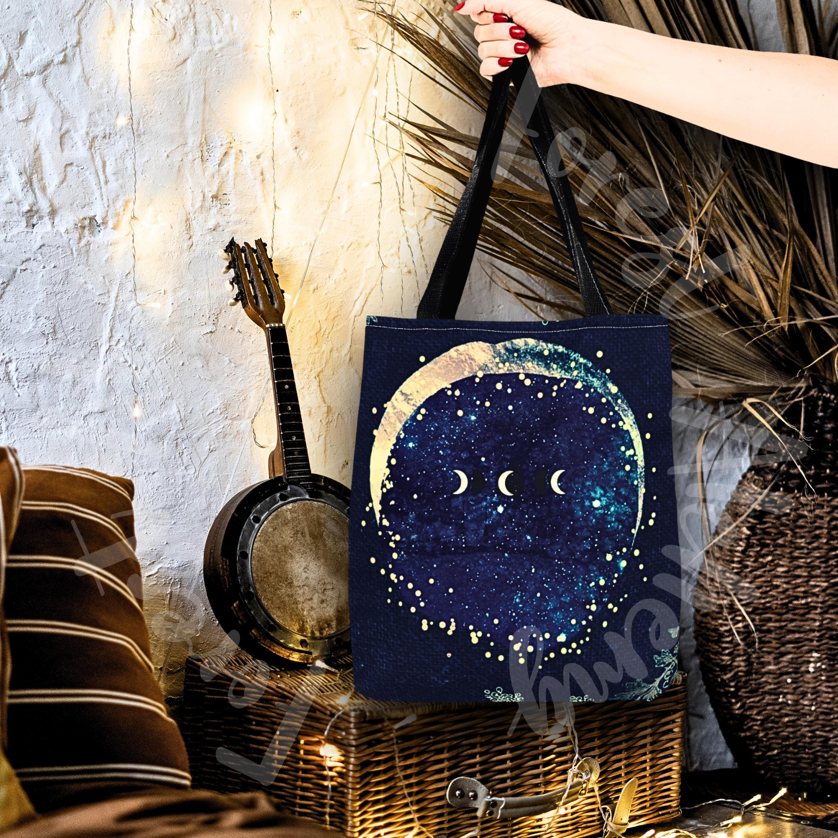 Celestial Lunar Tote Bag: Starry Galaxy Shoulder Bag