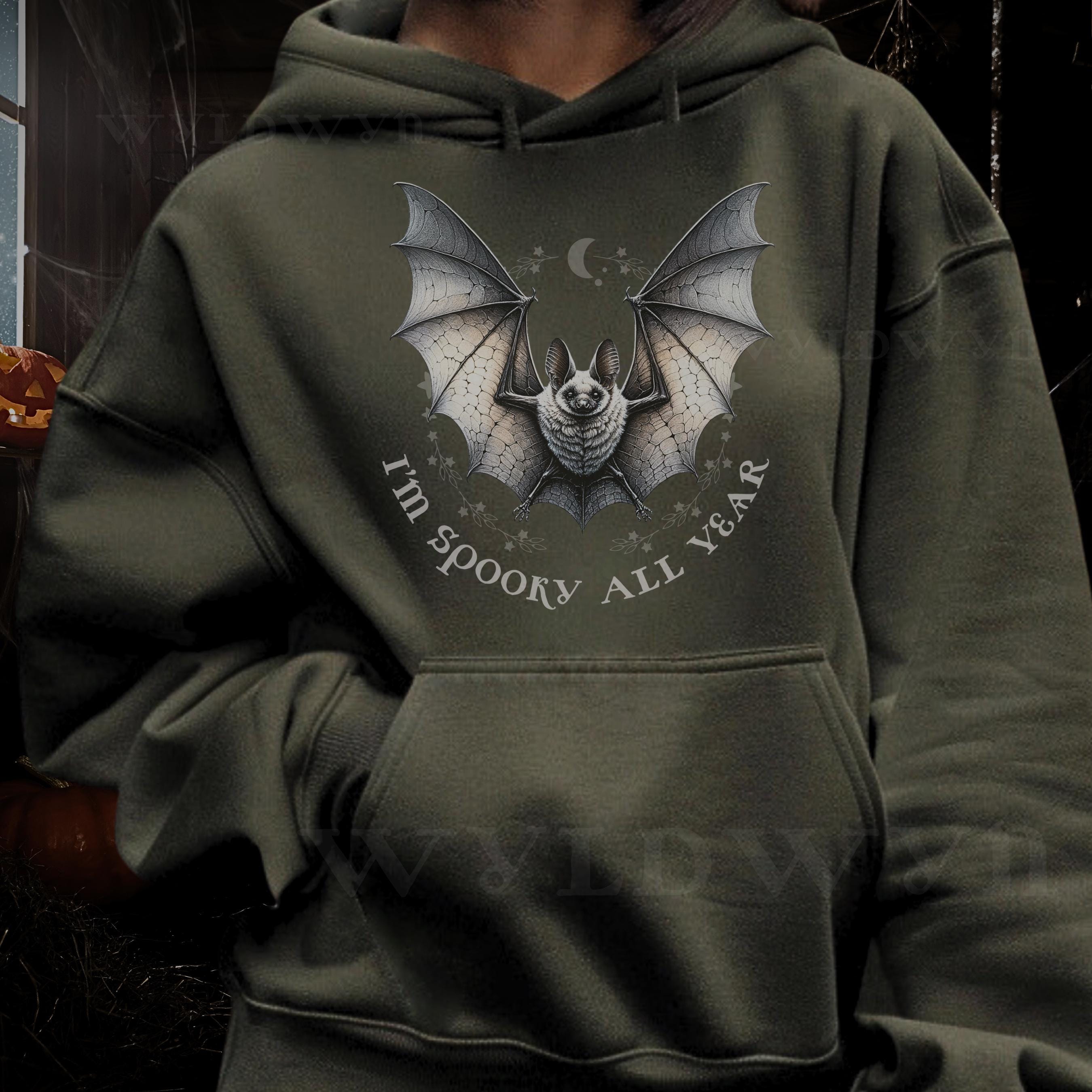 Spooky All Year Bat Hoodie – Cute Halloween Hoodie with Cozy Fit, Sustainable & Socially Conscious