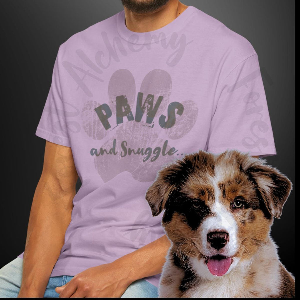 Paws and Snuggle Comfort Colors T-shirt: Pet Lover Gift