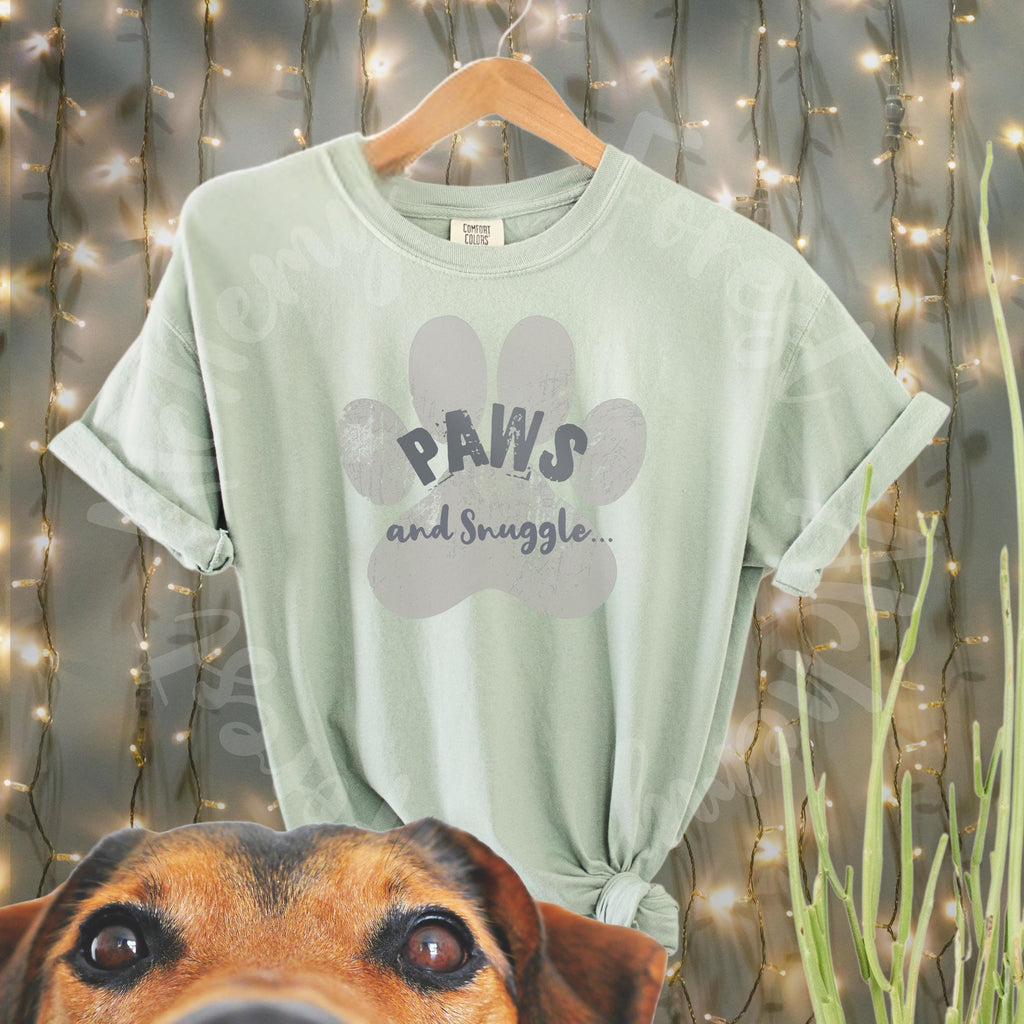 Paws and Snuggle Comfort Colors T-shirt: Pet Lover Gift