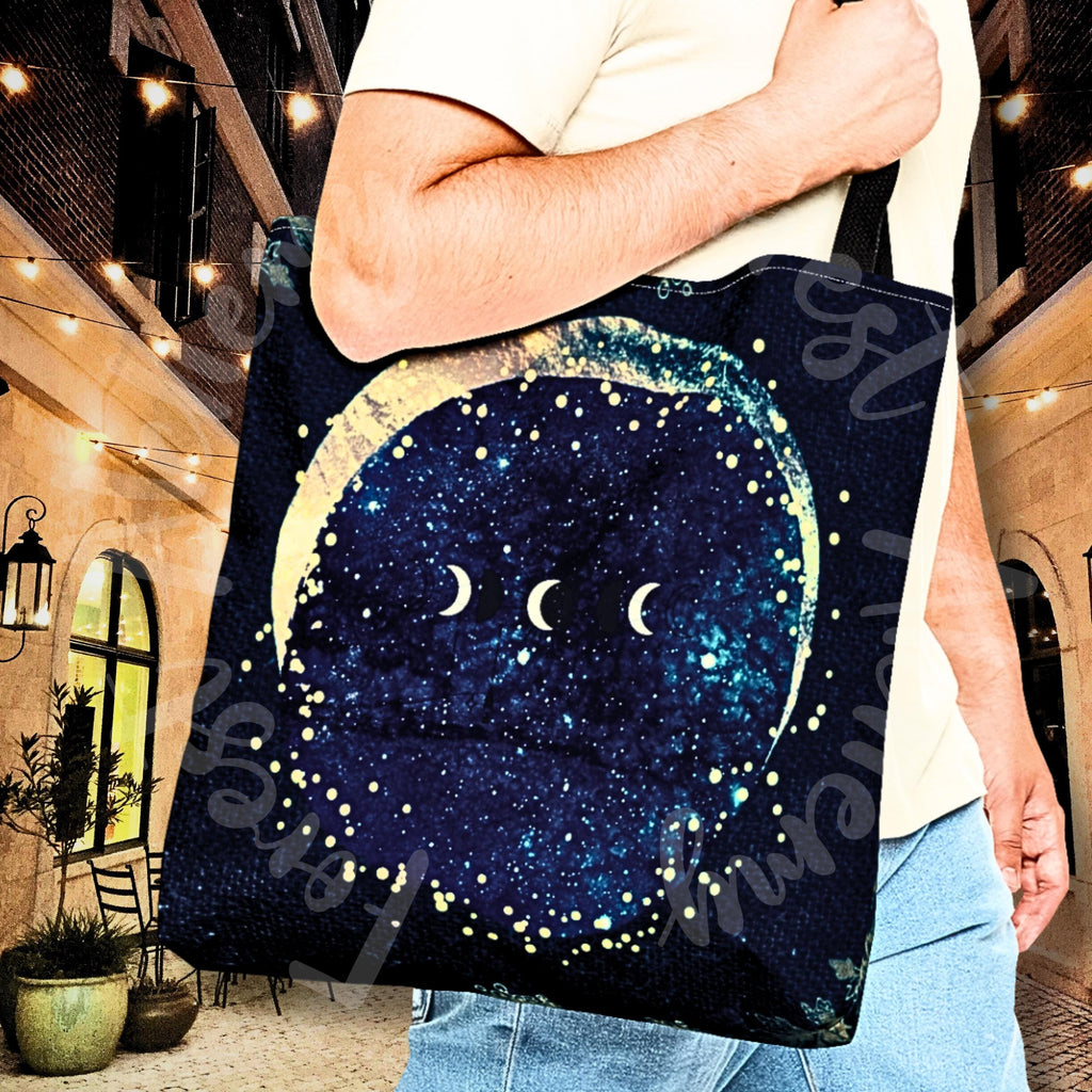 Celestial Lunar Tote Bag: Starry Galaxy Shoulder Bag