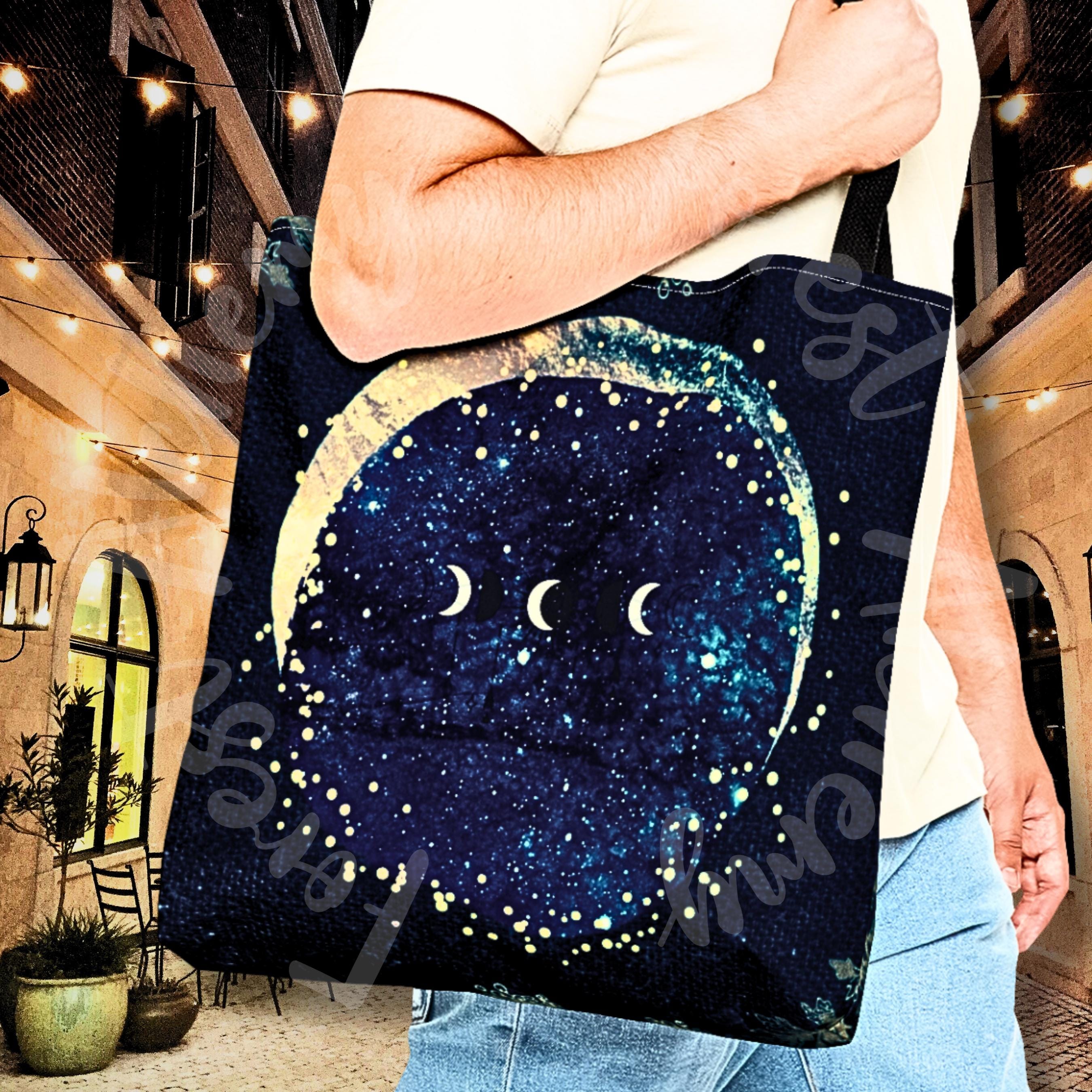 Celestial Lunar Tote Bag: Starry Galaxy Shoulder Bag