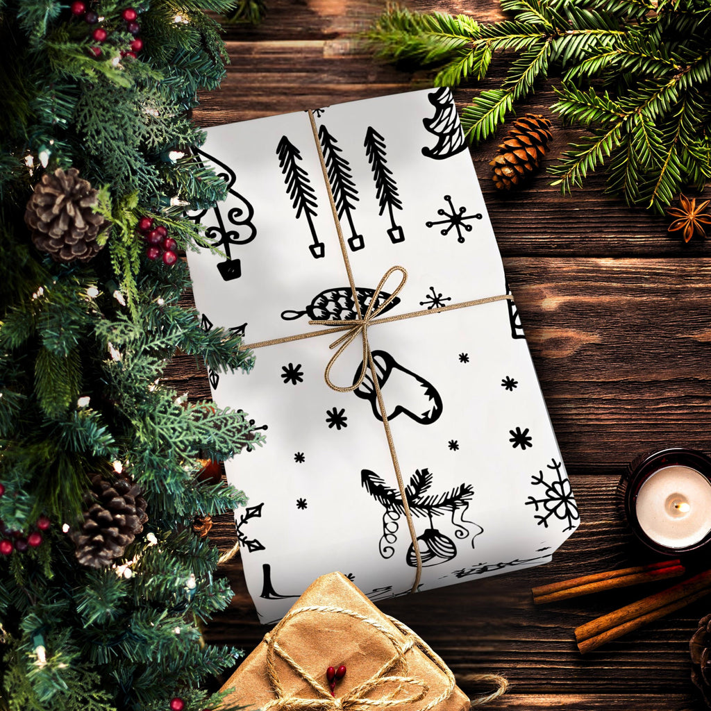 Christmas Doodle Wrapping Paper | Holiday Gift Wrap Roll
