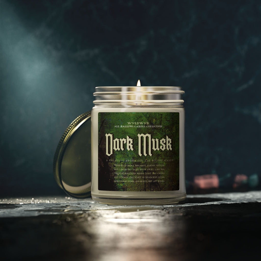 Scented Candle: Dark Musk, part of the All Hallows Candle Collection, 9 oz Coconut Apricot Wax