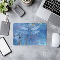Blue Dragonfly Desk Mat: Serene Artistic Office Decor