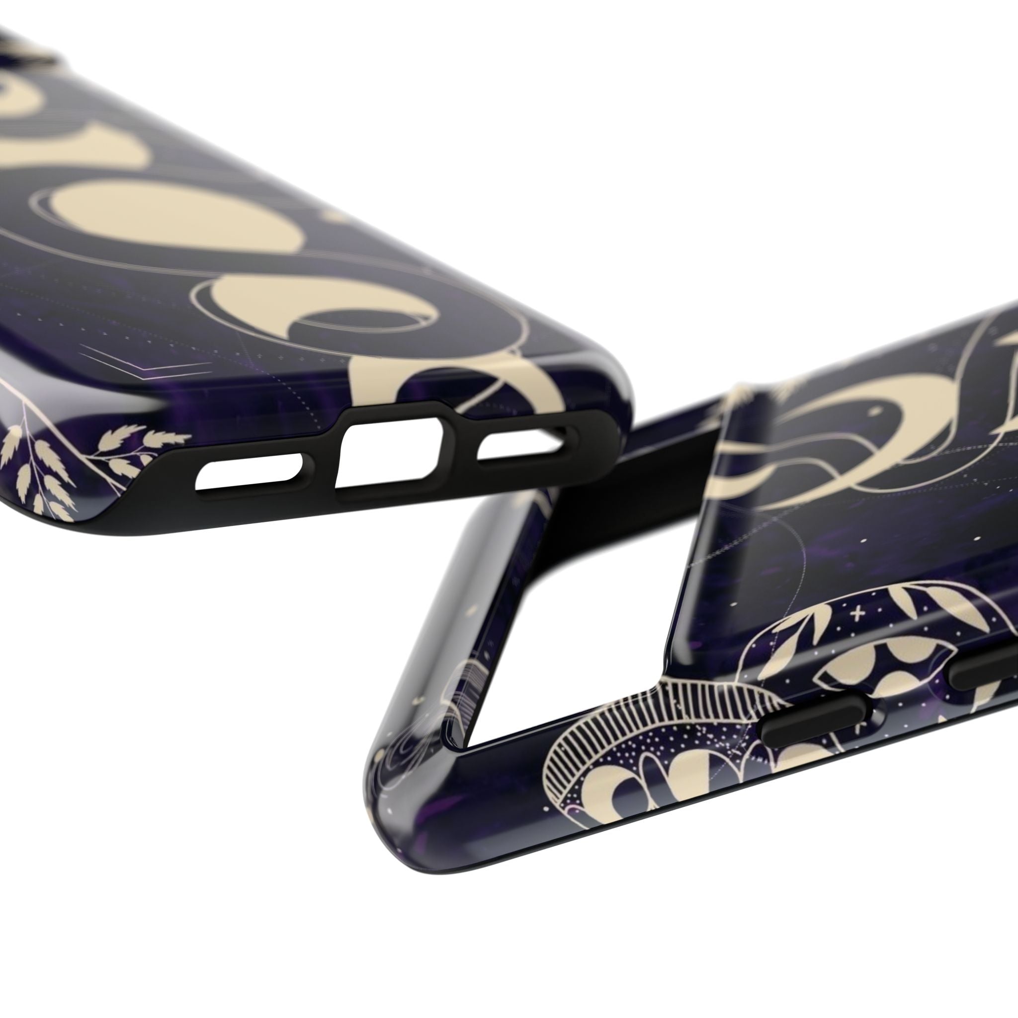 Dark Violet Phone Case with Lunar Phases, Snake & Cosmic Motifs | Durable and Stylish, Perfect for Astrology Lovers