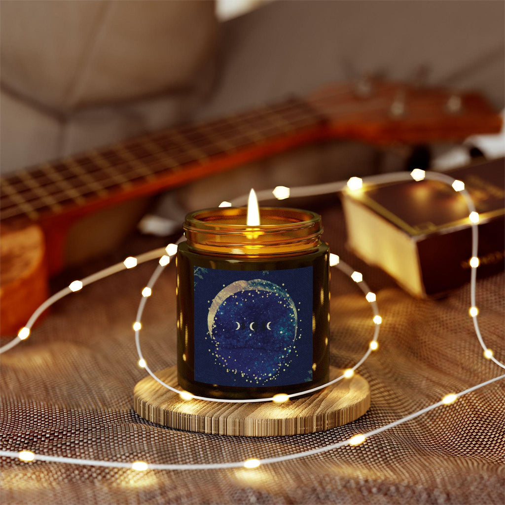 Moon Phase Scented Candle: Coconut Apricot Wax, Aromatherapy Meditation