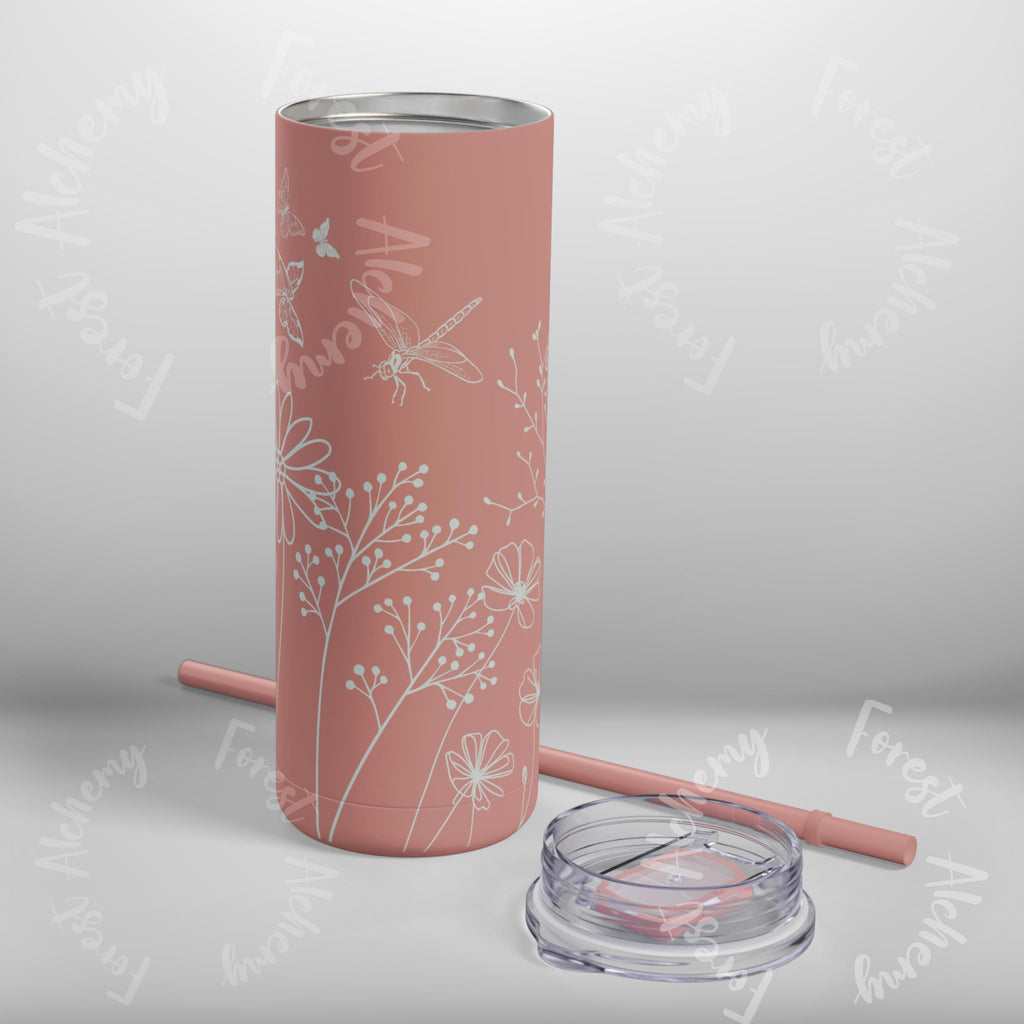 Floral Matte Skinny Tumbler: Eco-Friendly 20 oz Travel Cup