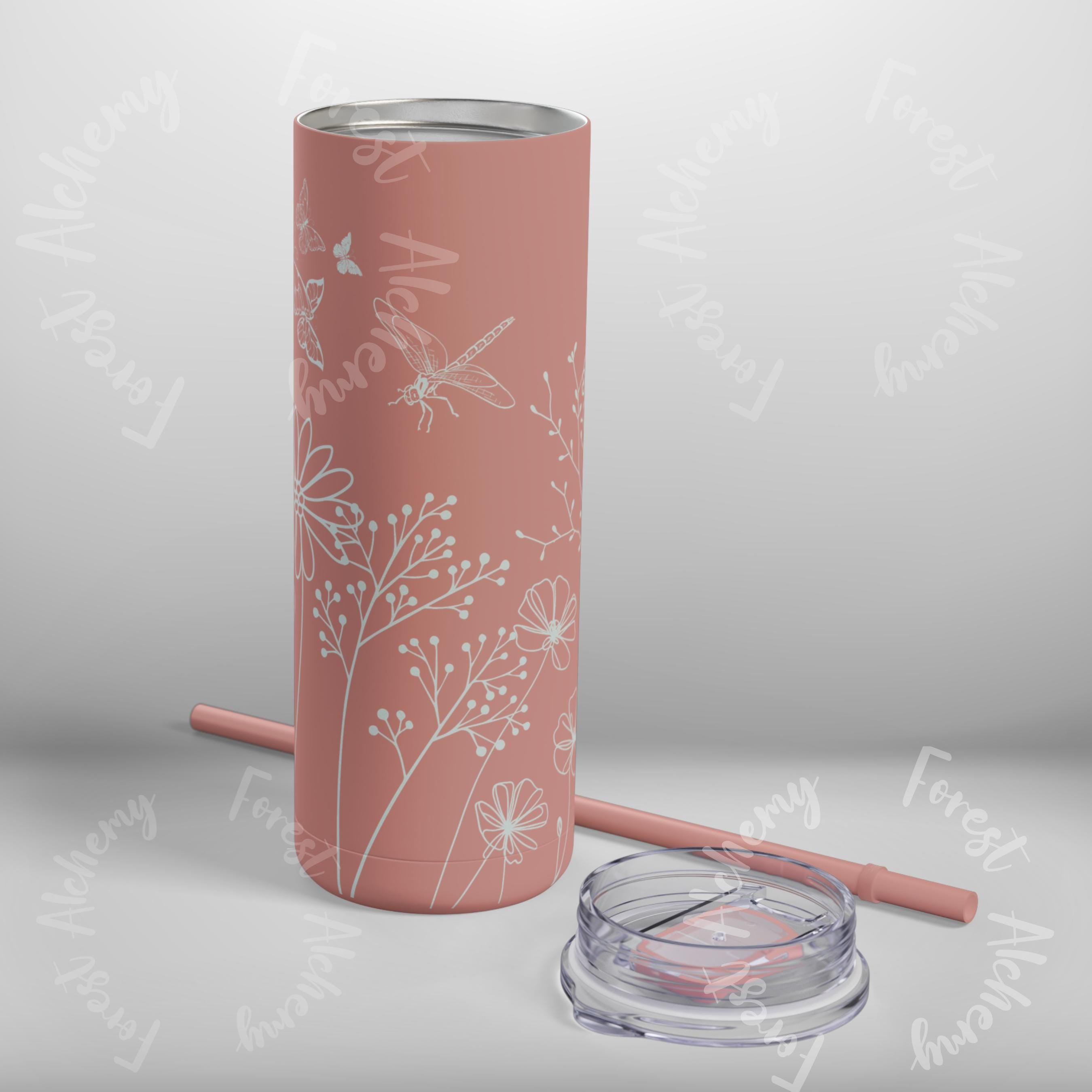 Floral Matte Skinny Tumbler: Eco-Friendly 20 oz Travel Cup