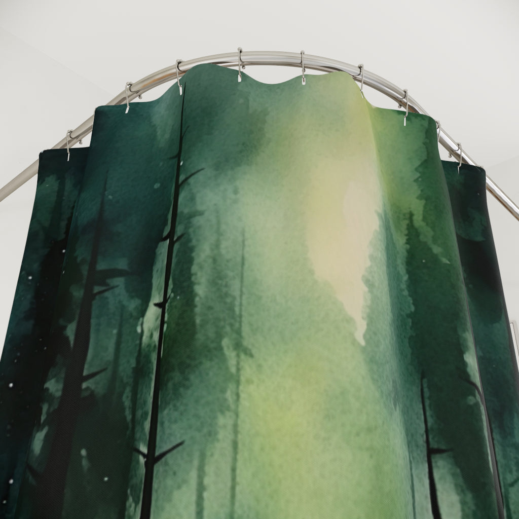 Forest Dream Shower Curtain - Nature-Inspired Woodland Theme, Relaxing Spa Vibe, Green Eco-Friendly Bathroom Decor, Forest Core Style