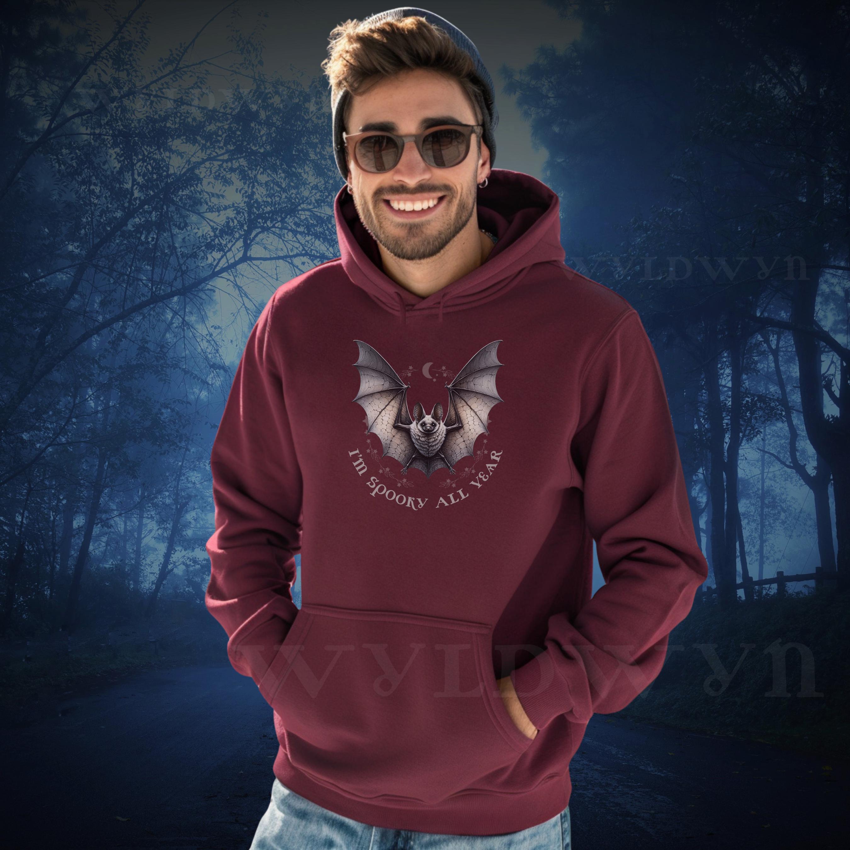 Spooky All Year Bat Hoodie – Cute Halloween Hoodie with Cozy Fit, Sustainable & Socially Conscious