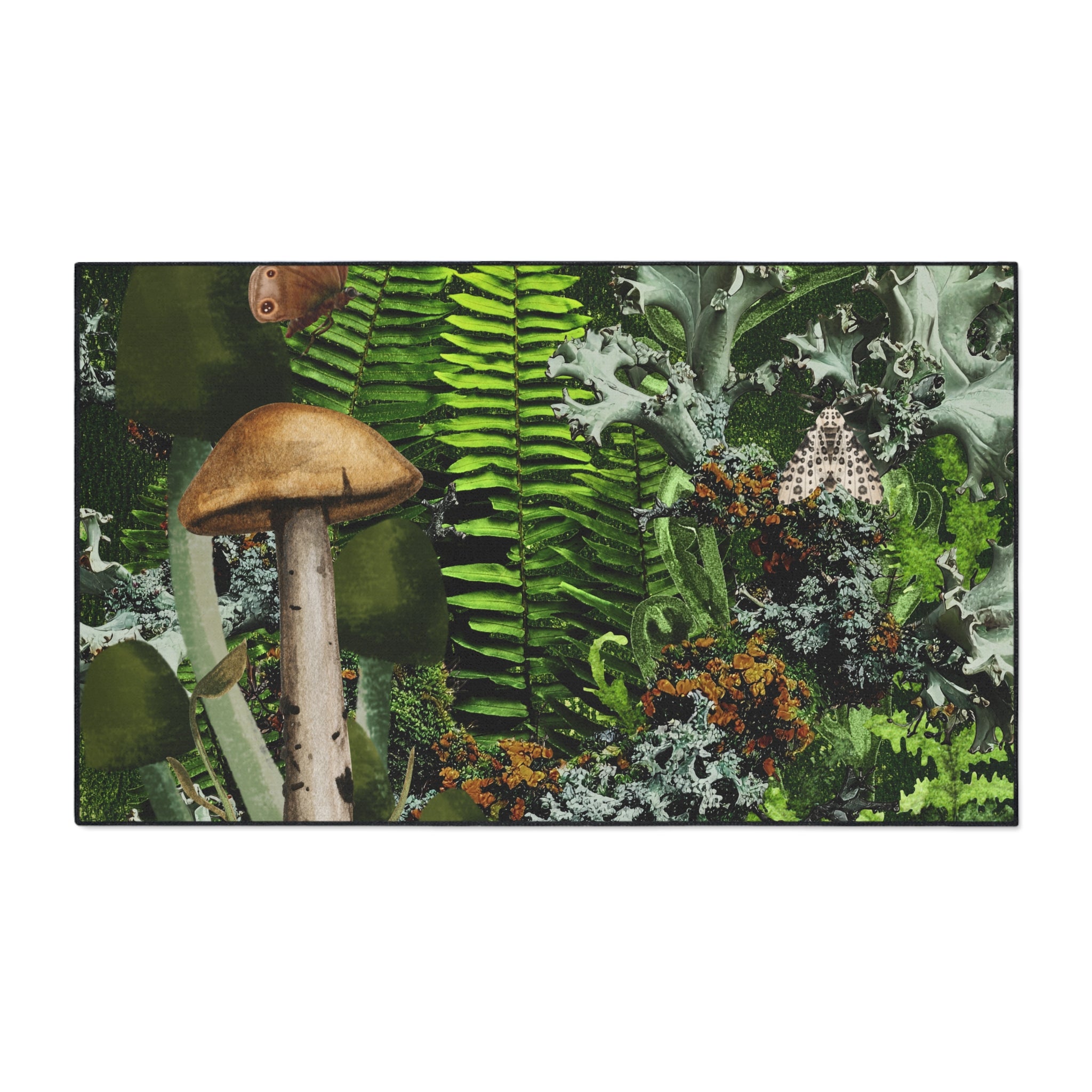 Mushroom Forest Floor Mat | Ferns Moss Lichen Nature Doormat