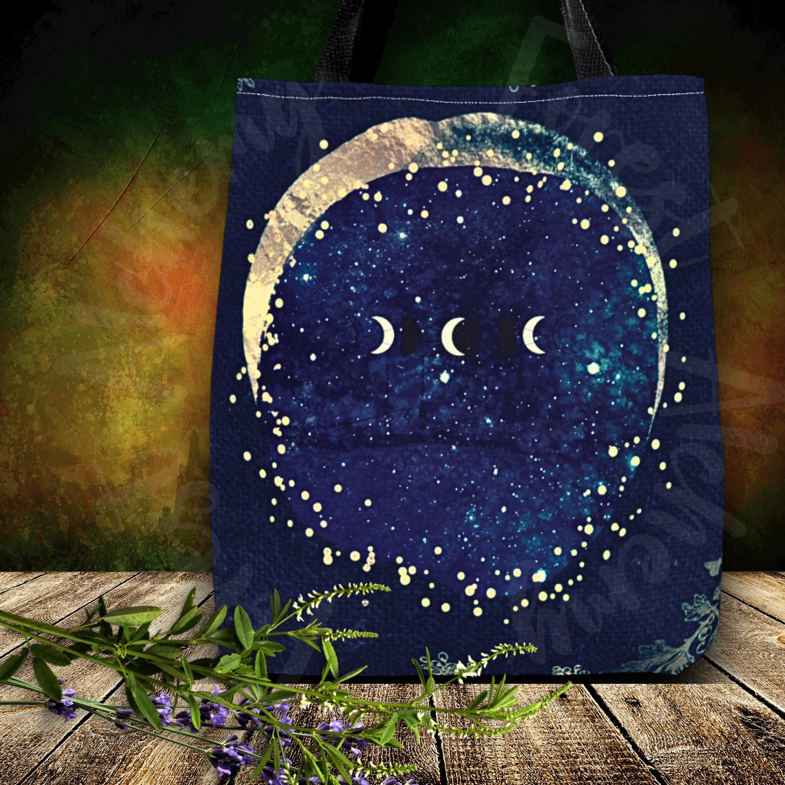 Celestial Lunar Tote Bag: Starry Galaxy Shoulder Bag