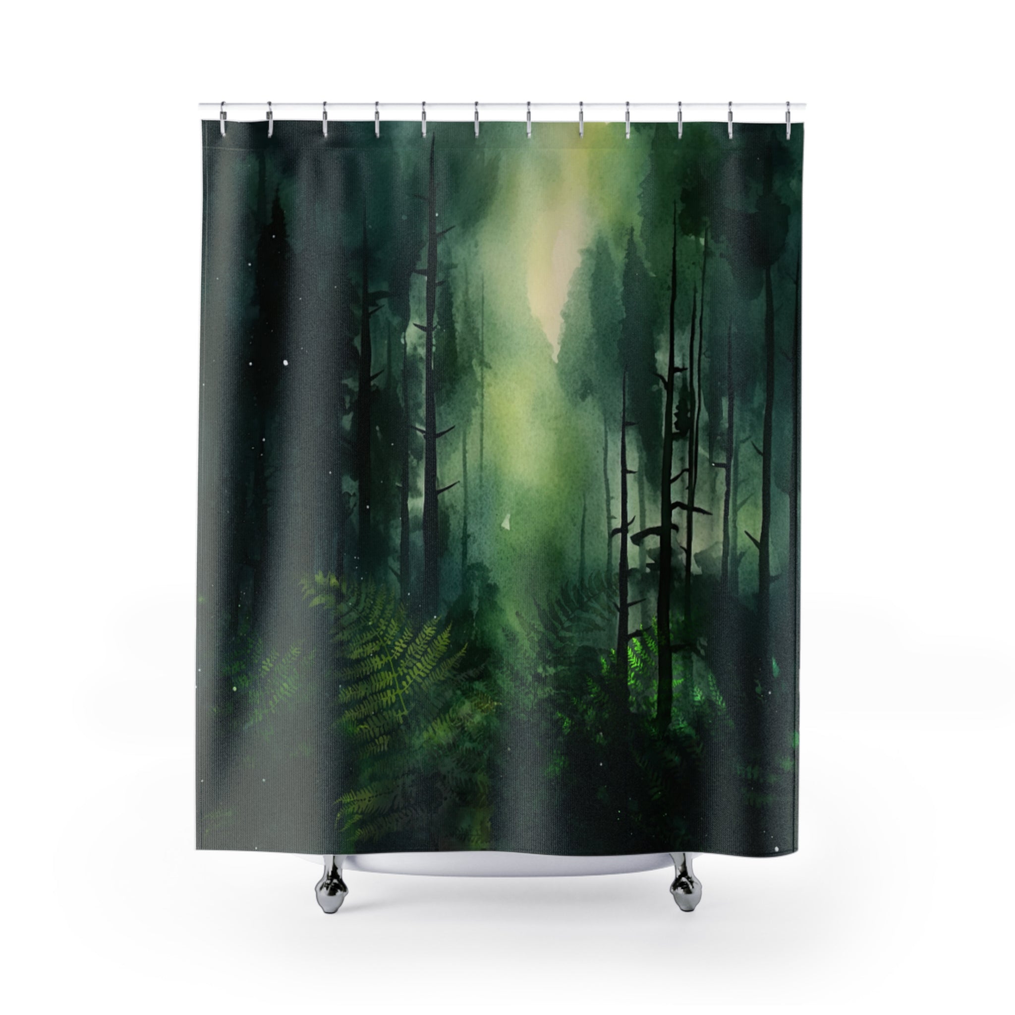 Forest Dream Shower Curtain - Nature-Inspired Woodland Theme, Relaxing Spa Vibe, Green Eco-Friendly Bathroom Decor, Forest Core Style