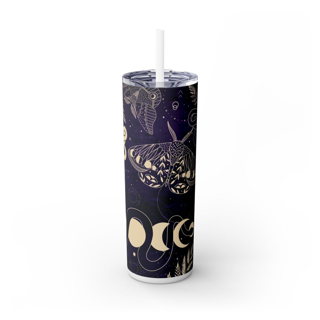 Boho Butterfly Skinny Tumbler with Straw, 20oz, Vintage Inspired Drinkware, Eco-Friendly Gift, Travel Mug, Unique Beverage Holder, Yoga