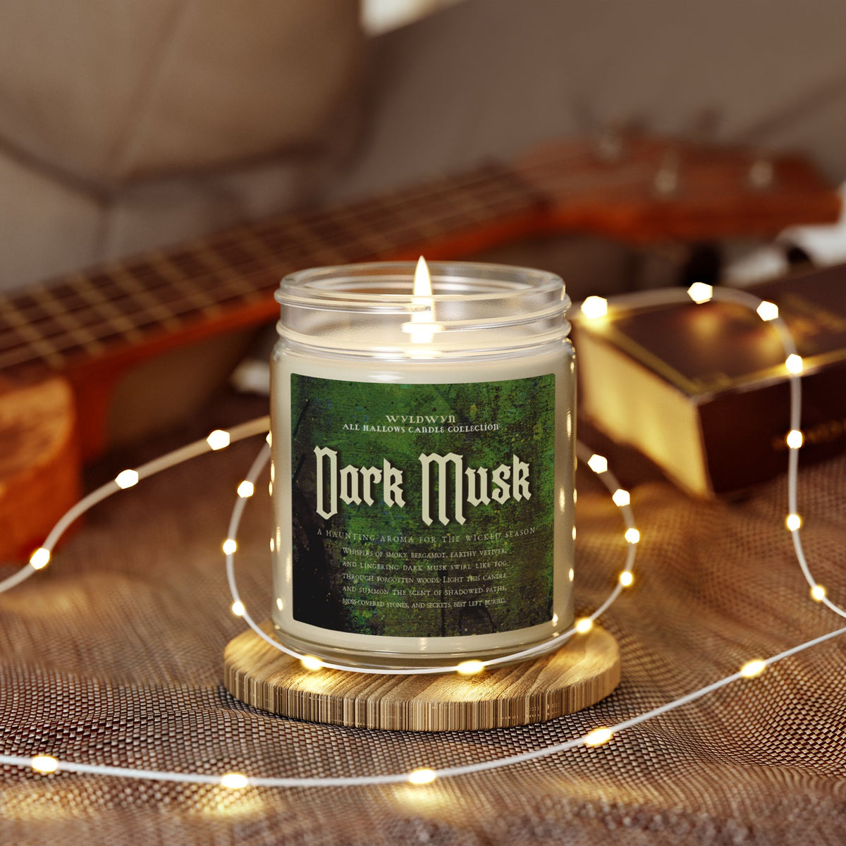 Scented Candle: Dark Musk, part of the All Hallows Candle Collection, 9 oz Coconut Apricot Wax