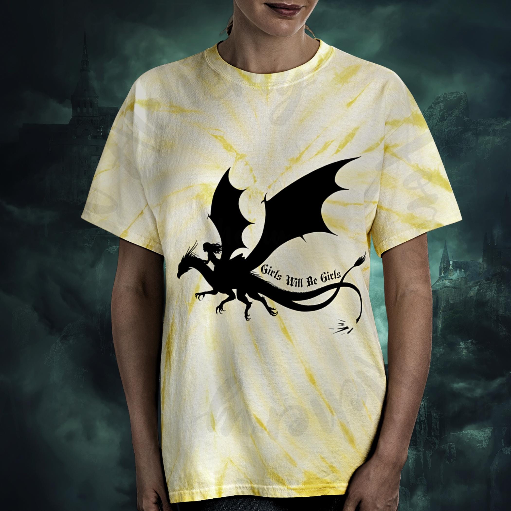 Girls Will Be Girls Dragon Rider T-Shirt – Feminist Fantasy Tee, Strong Girl Graphic, Empowerment Gift for Women & Teens