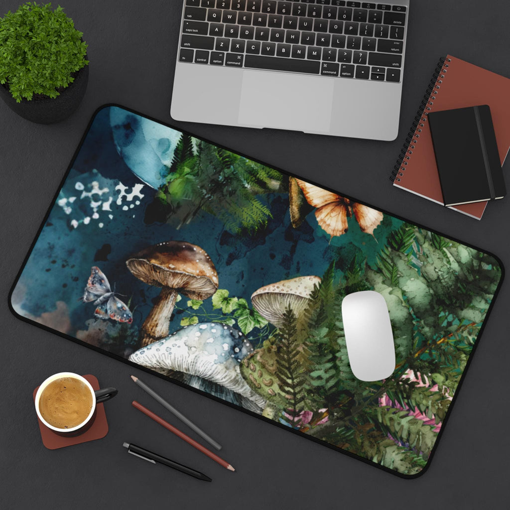 Enchanted Forest Desk Mat: Botanical Mouse Pad, Nature Workspace Art
