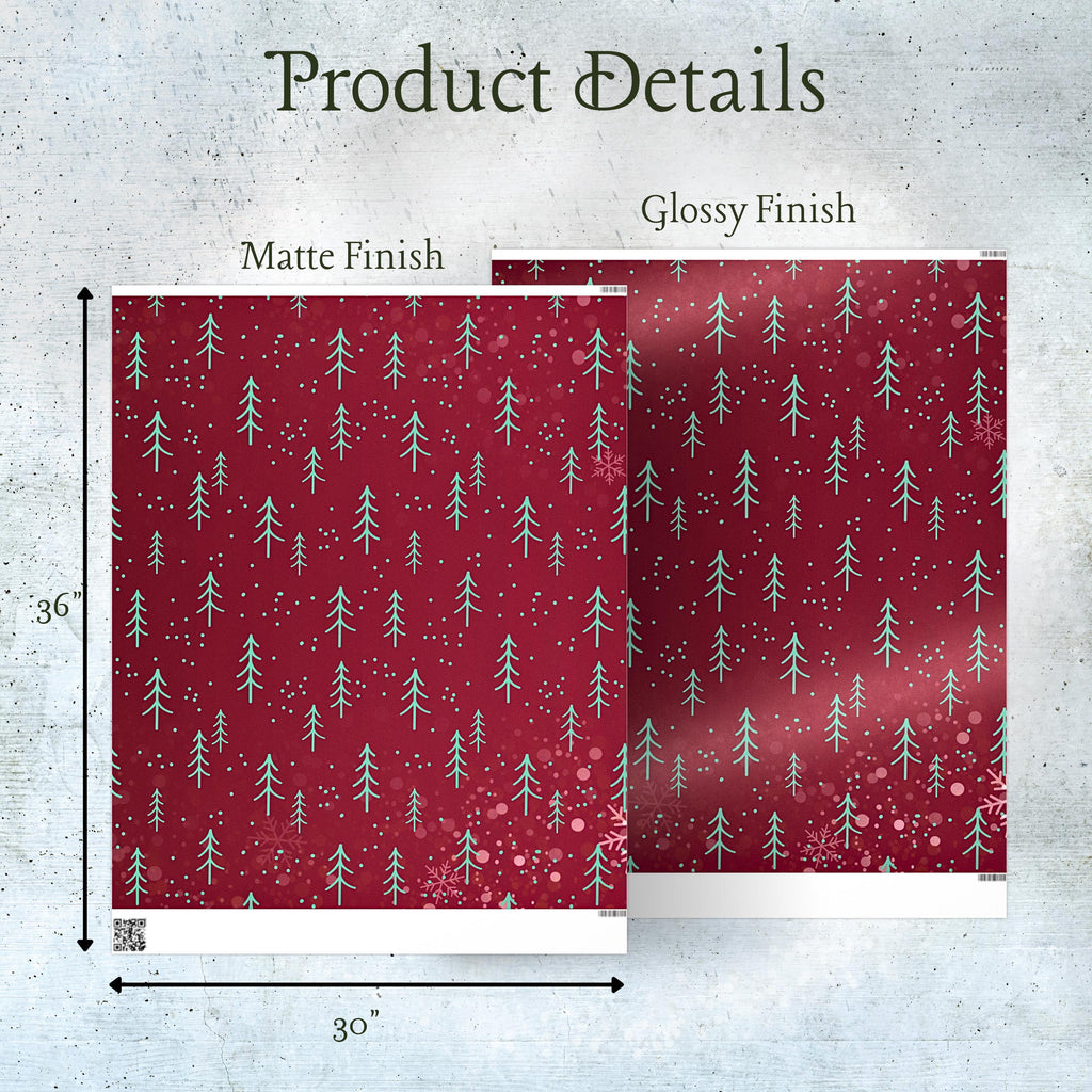 Elegant Christmas Tree Wrapping Paper in Deep Berry Hue – Add a Touch of Sophistication to Your Holiday Gift-giving