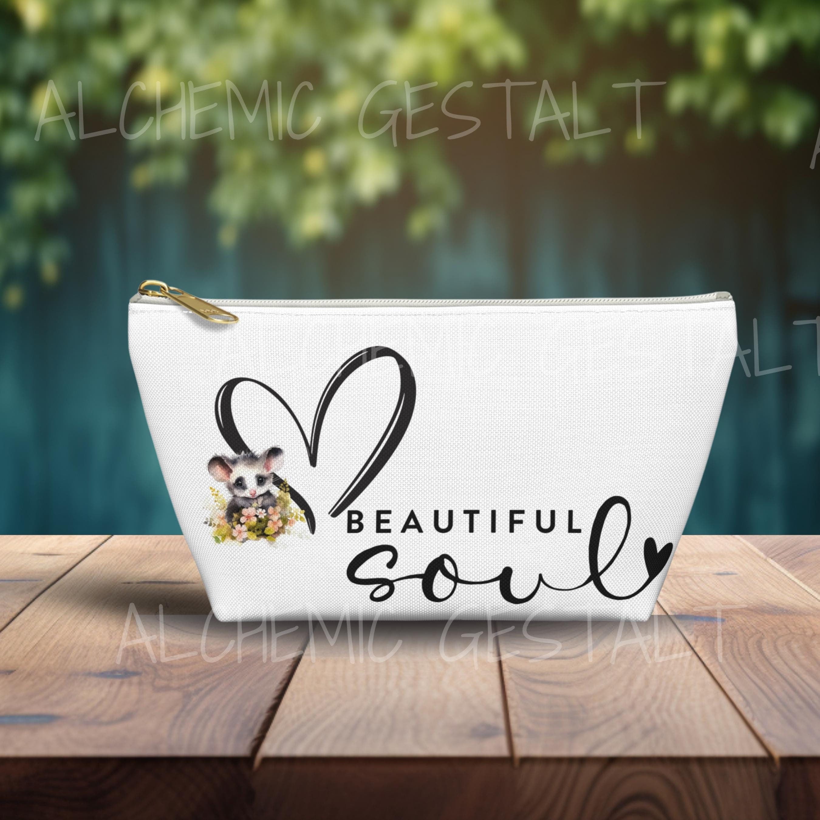 Adorable Opossum Heart 'Beautiful Soul' Pouch Travel Organizer