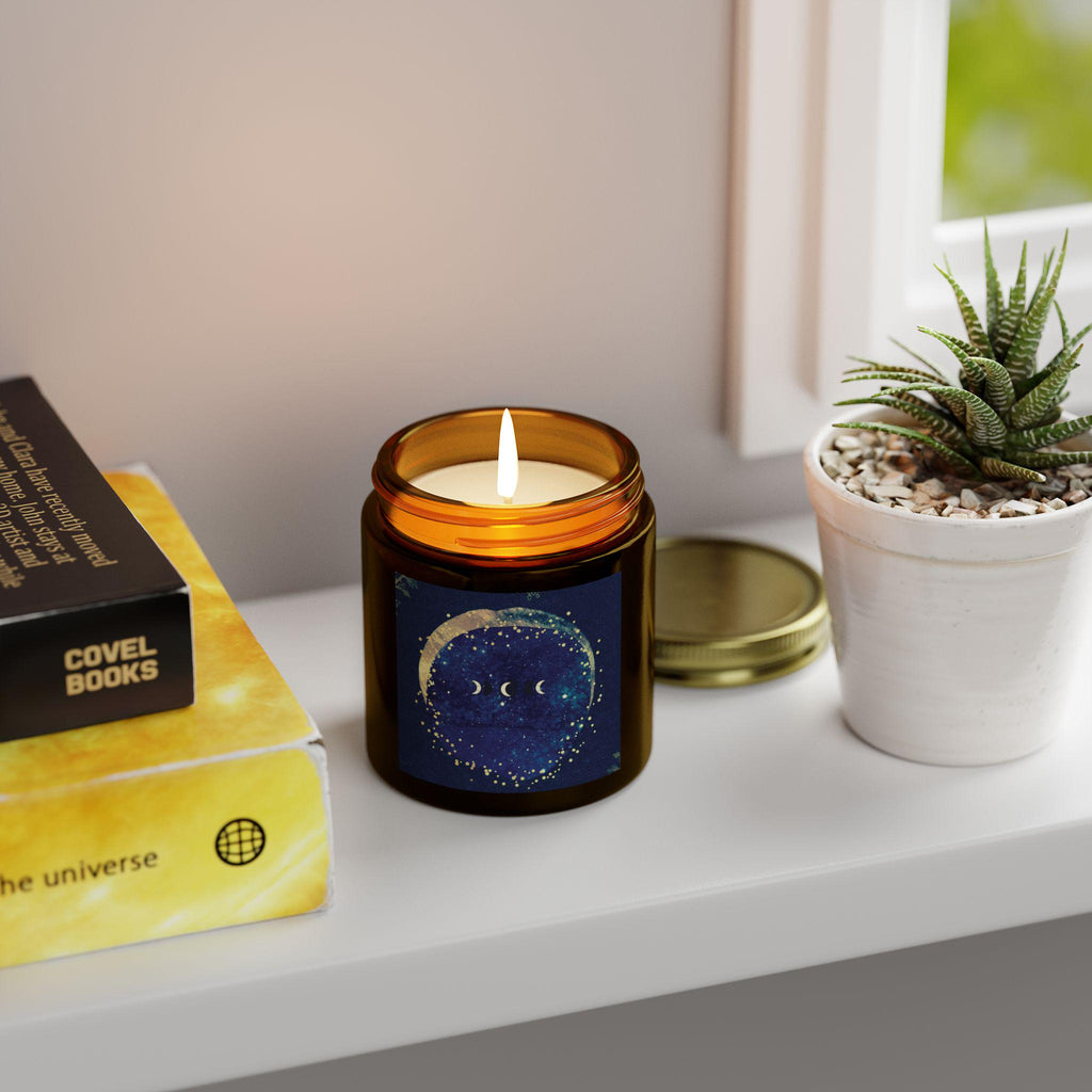 Moon Phase Scented Candle: Coconut Apricot Wax, Aromatherapy Meditation