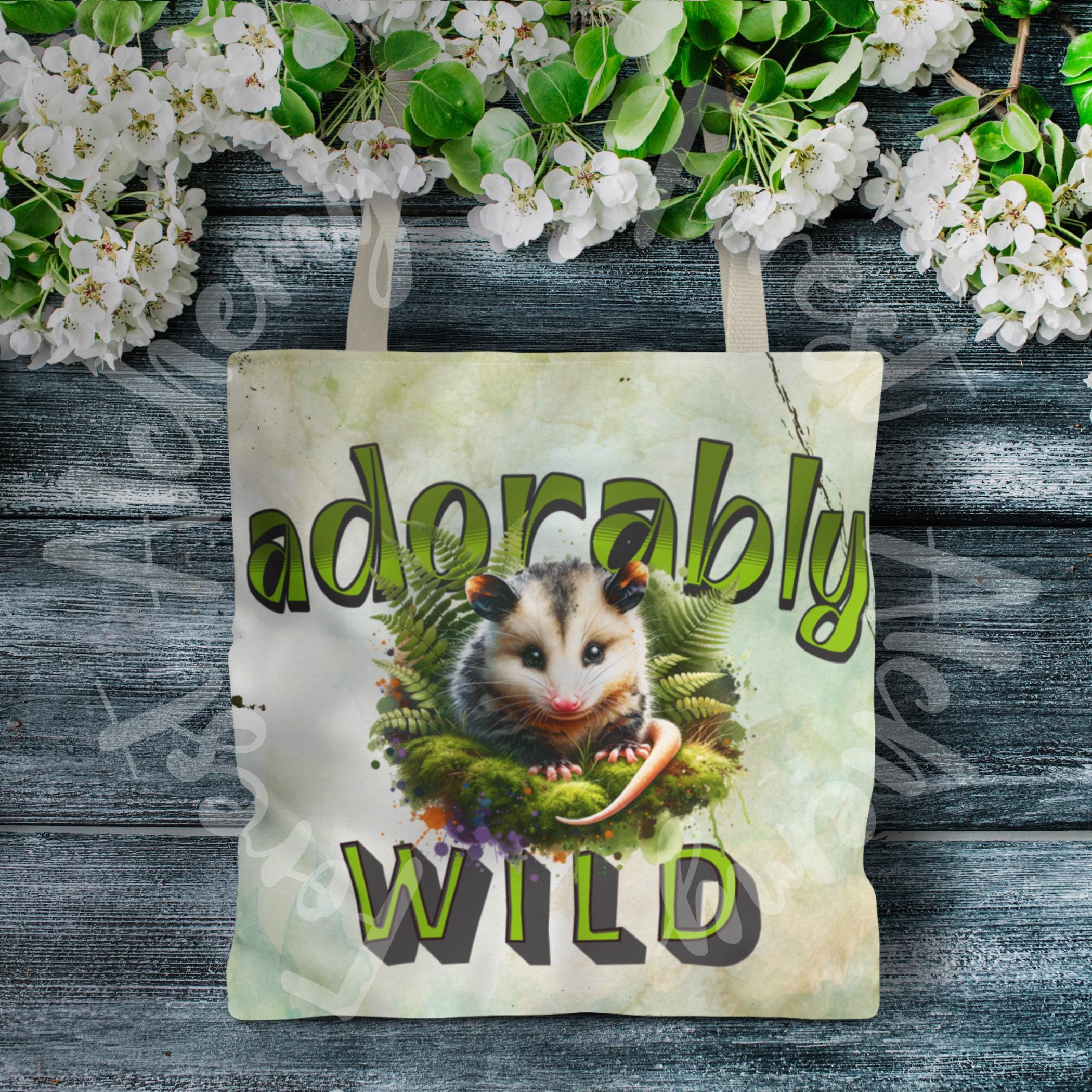 Opossum Tote Bag: Adorably Wild Moss & Fern Design