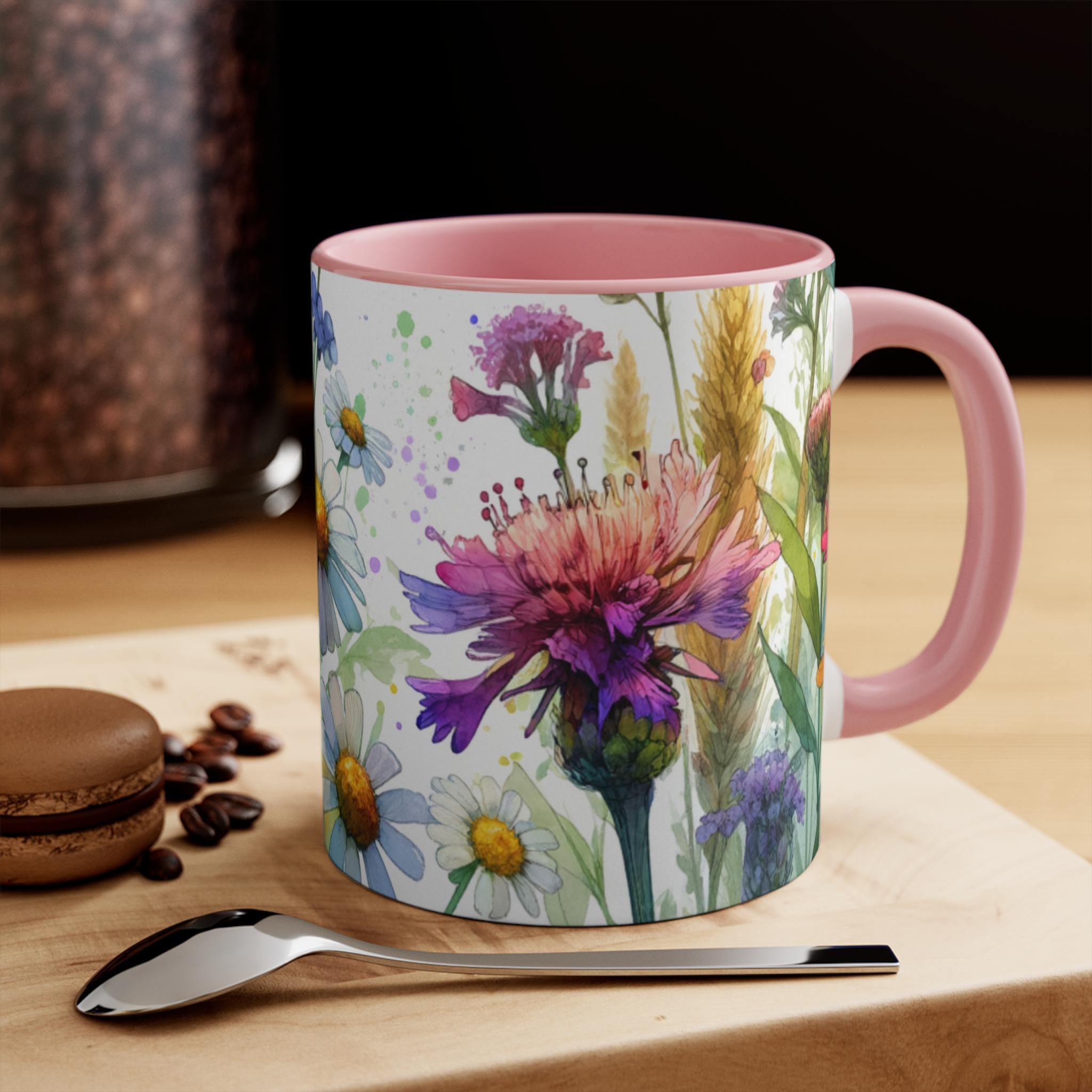 Wildflower Ceramic Mug: Vibrant Floral Design, Gardener Gift