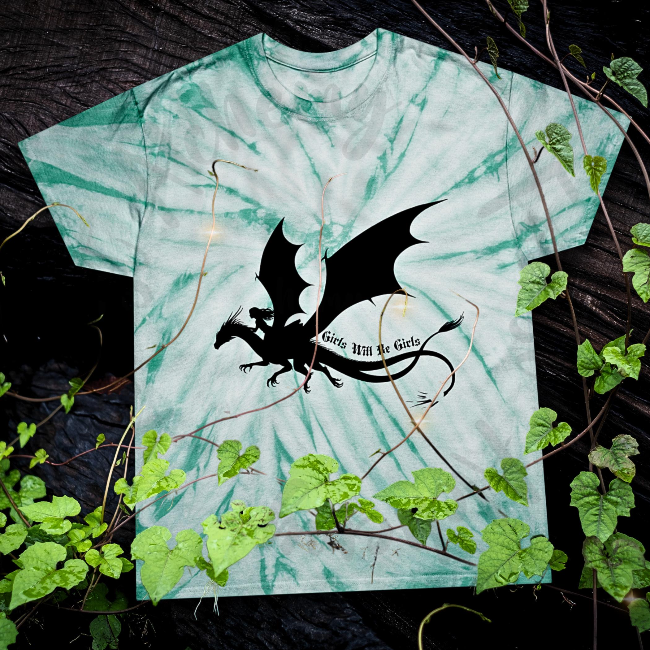 Girls Will Be Girls Dragon Rider T-Shirt – Feminist Fantasy Tee, Strong Girl Graphic, Empowerment Gift for Women & Teens