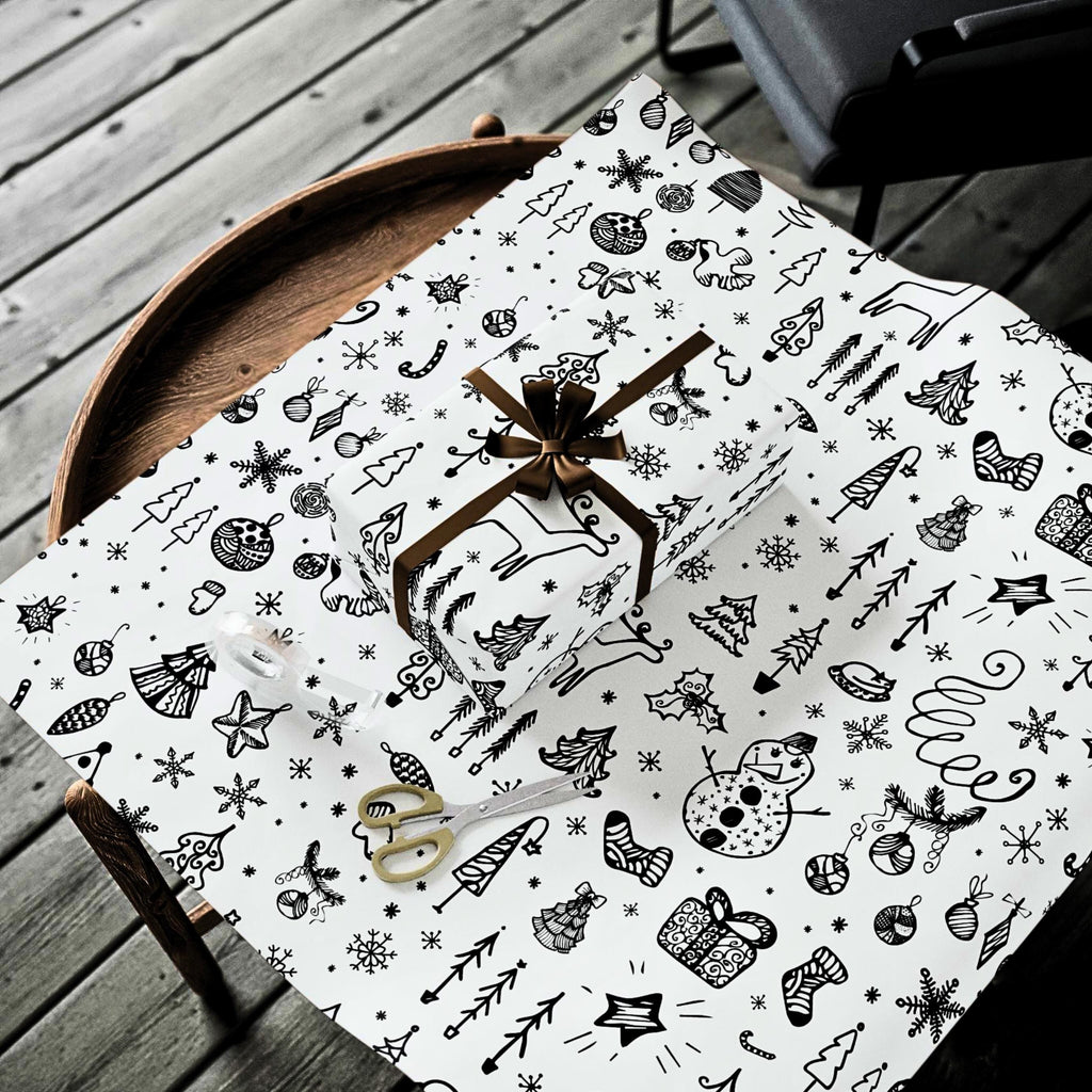 Christmas Doodle Wrapping Paper | Holiday Gift Wrap Roll