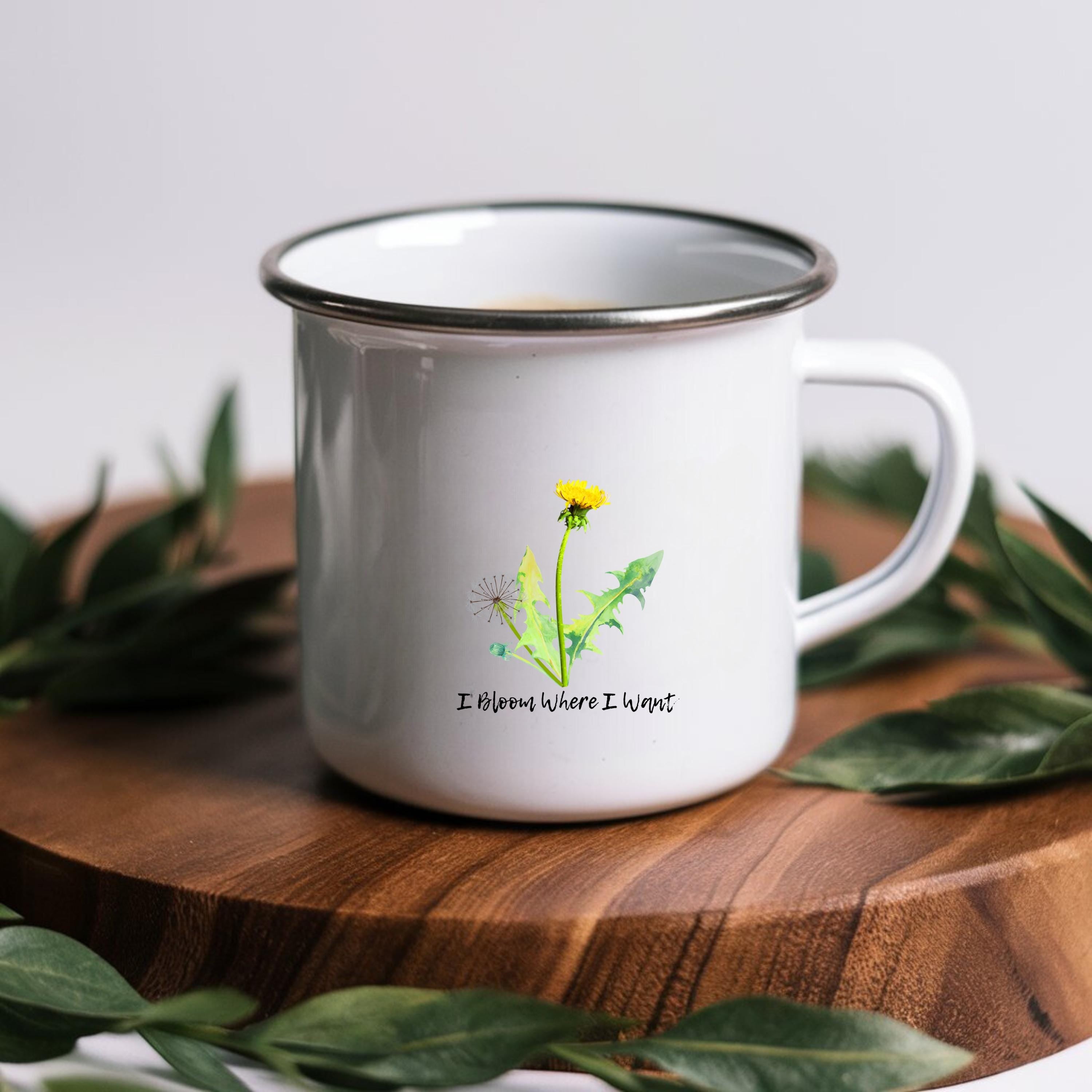 Enamel Camping Mug: I Bloom Where I Want, Nature Lover Gift