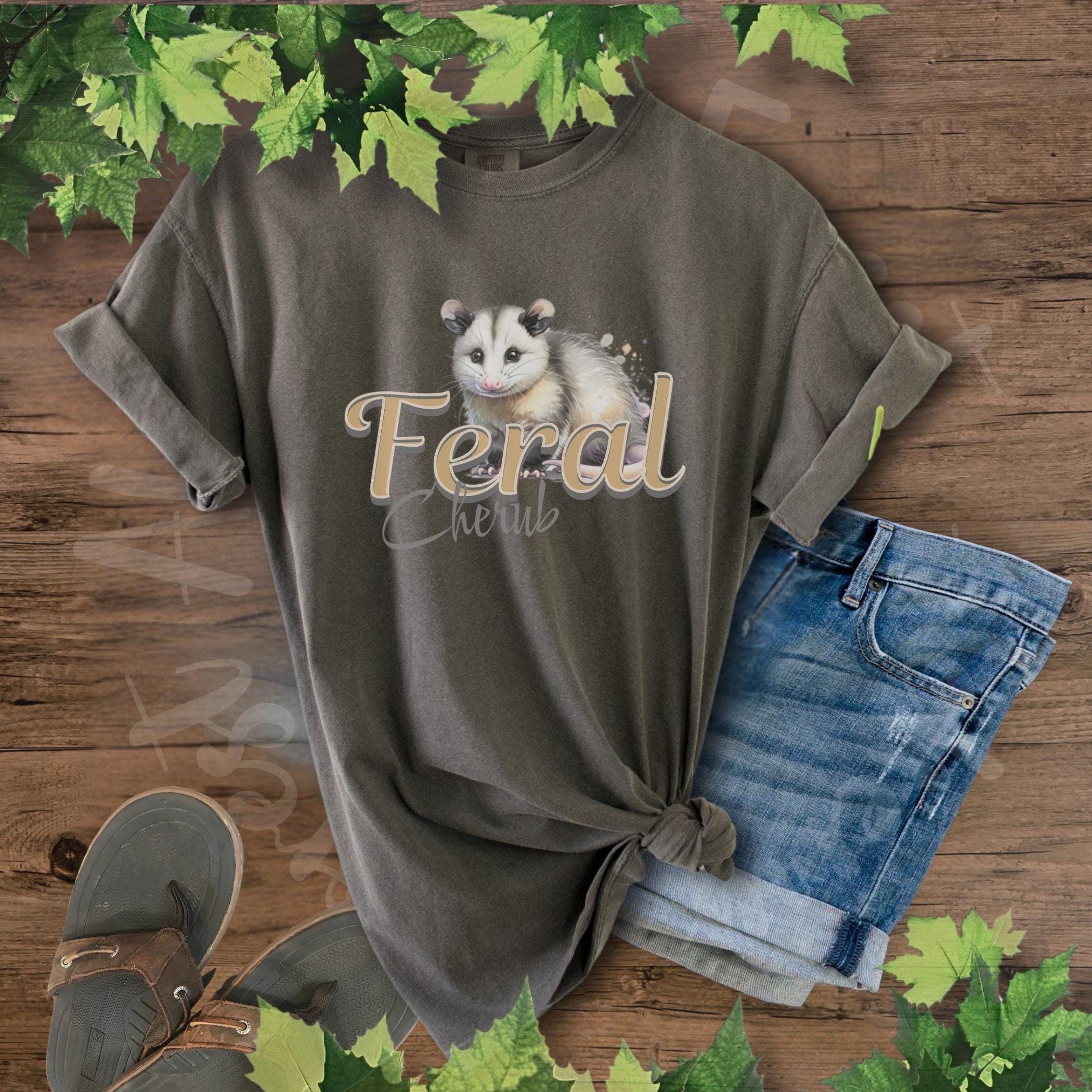 Feral Cherub Opossum Tee: Unique Wildlife Lover Gift