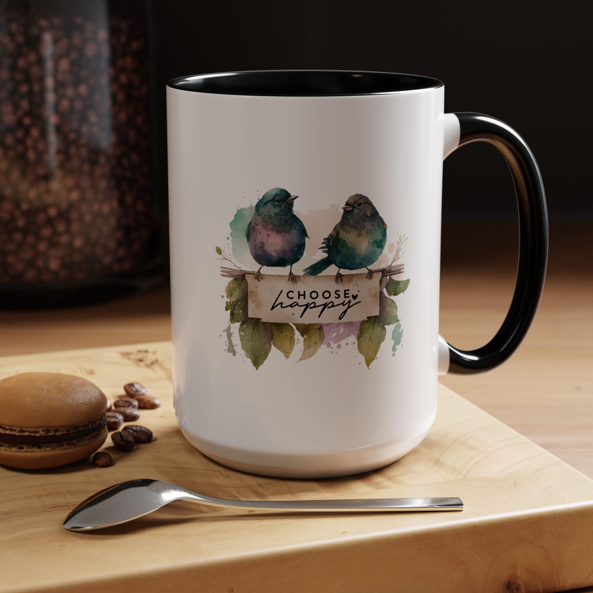 Choose Happy Coffee Mug | Inspirational Mug, Cute Bird Design, Gift for Nature Lovers, Perfect for Friends and Family