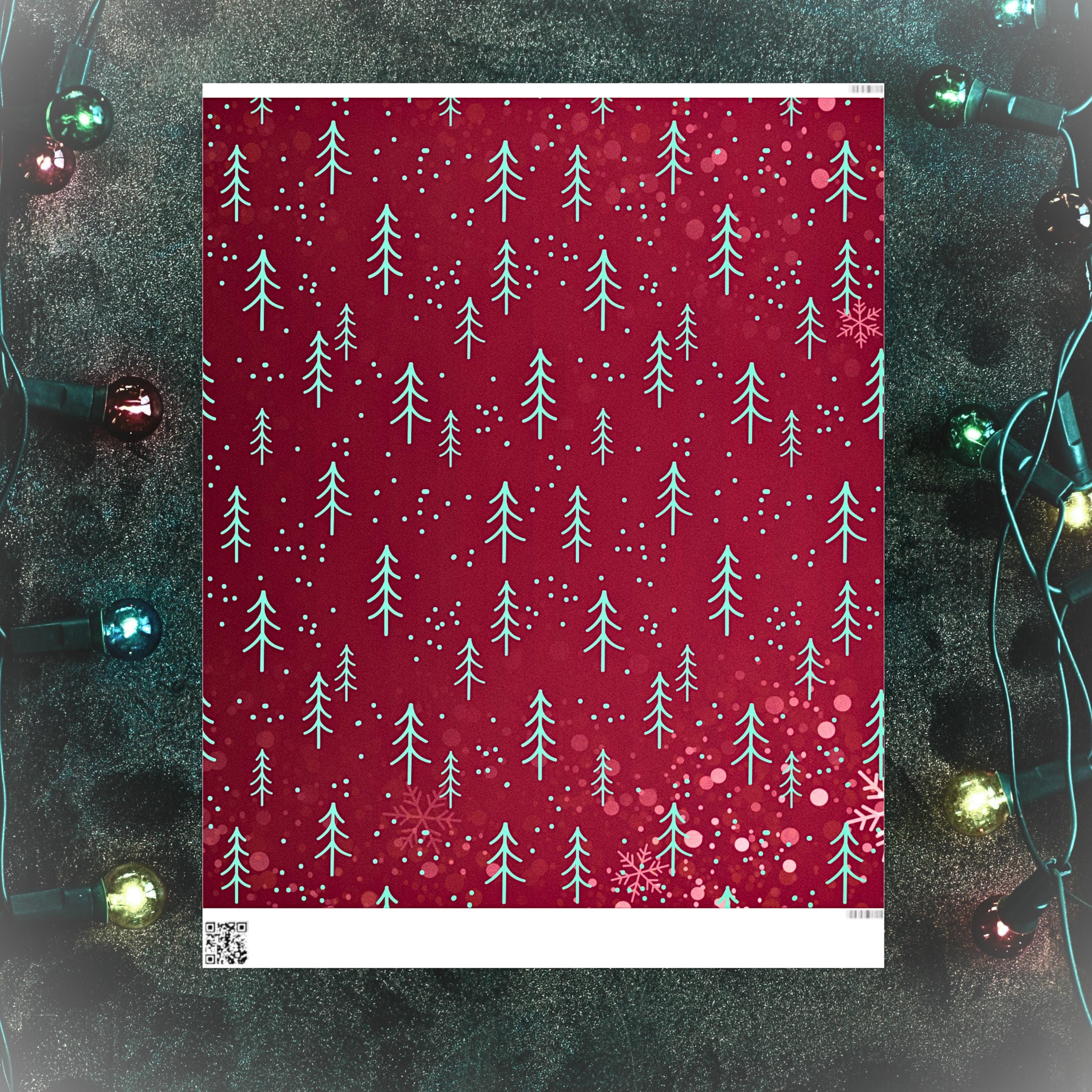 Elegant Christmas Tree Wrapping Paper in Deep Berry Hue – Add a Touch of Sophistication to Your Holiday Gift-giving
