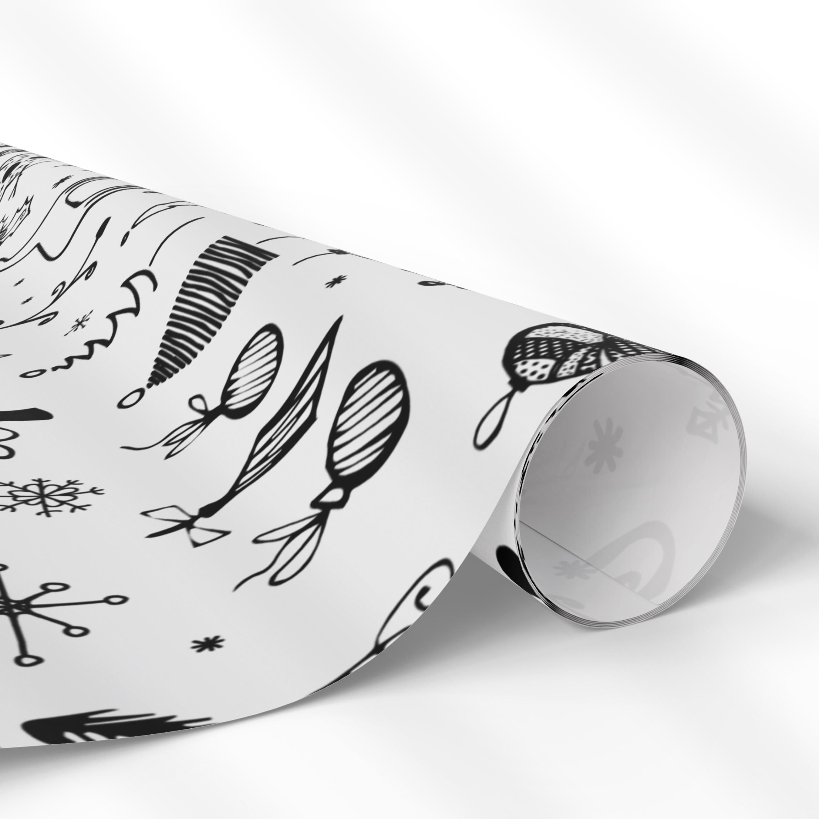 Christmas Doodle Wrapping Paper | Holiday Gift Wrap Roll