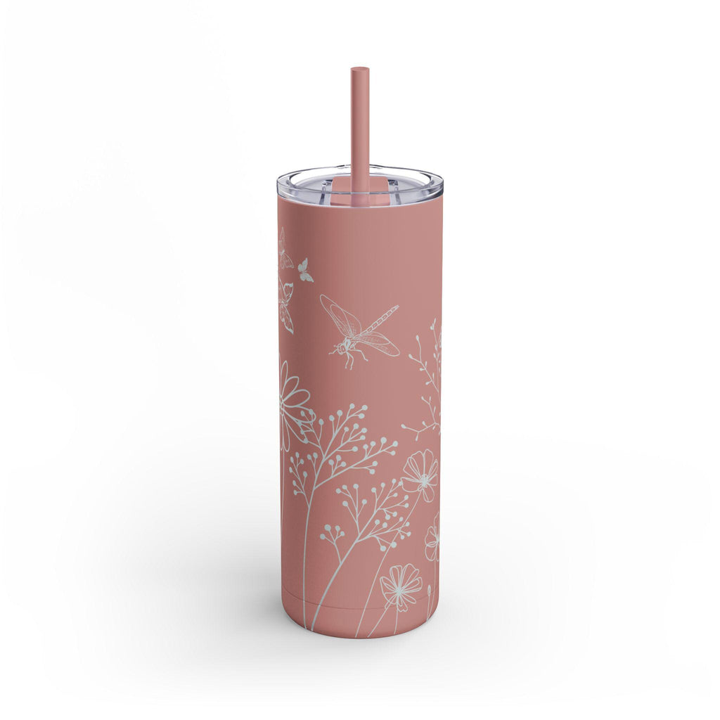 Floral Matte Skinny Tumbler: Eco-Friendly 20 oz Travel Cup