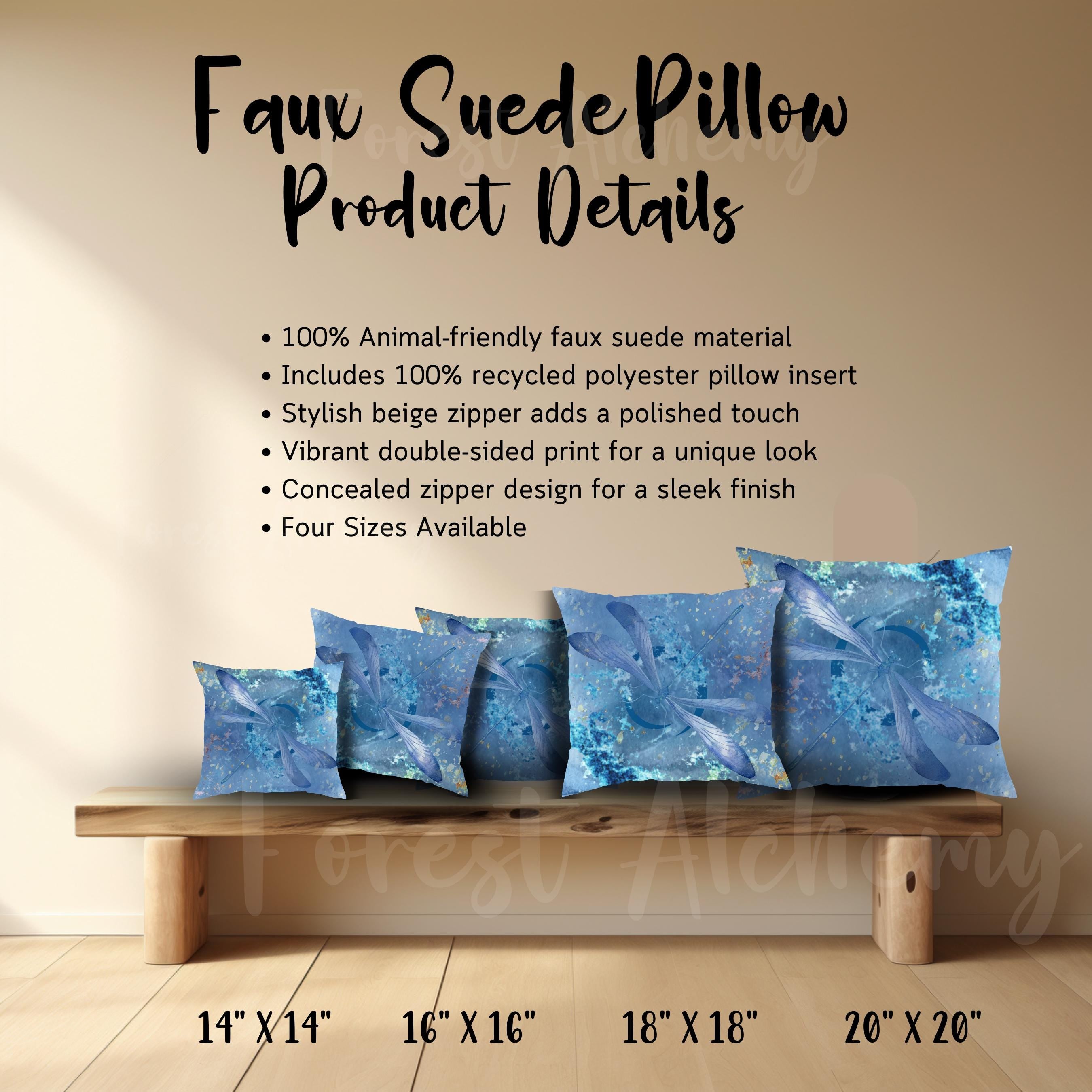 Powder Blue Dragonfly Pillow: Faux Suede Throw Pillow